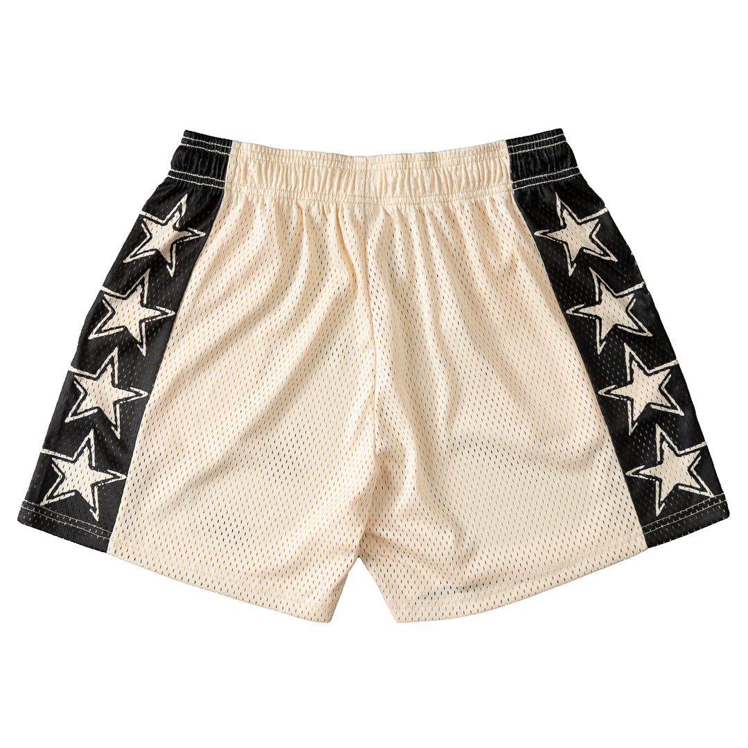 VENTED MESH SHORTS ALL STAR - CREAM / BLACK