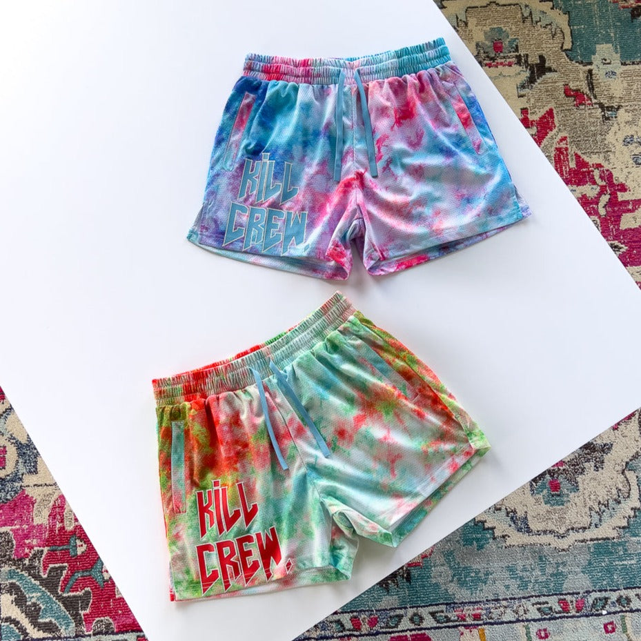 MUAY THAI SHORTS (MID THIGH CUT) TIE DYE - COTTON CANDY