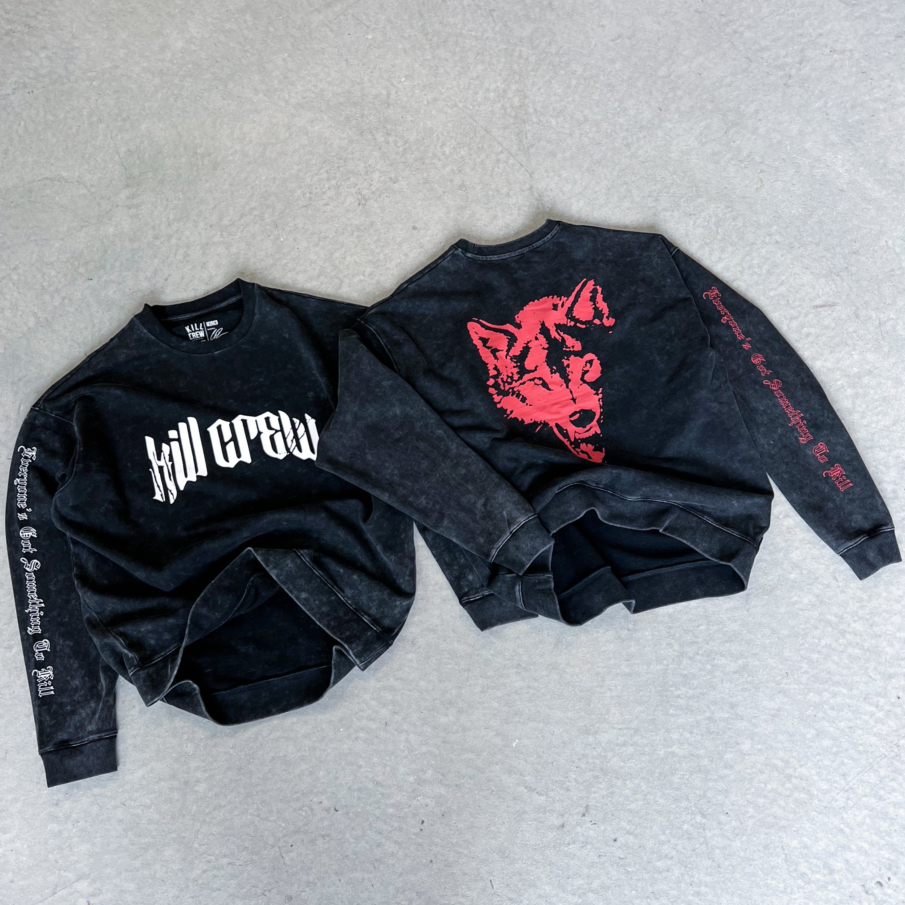 HEAVYWEIGHT LUX LONE WOLF CREW NECK - BLACK / RED