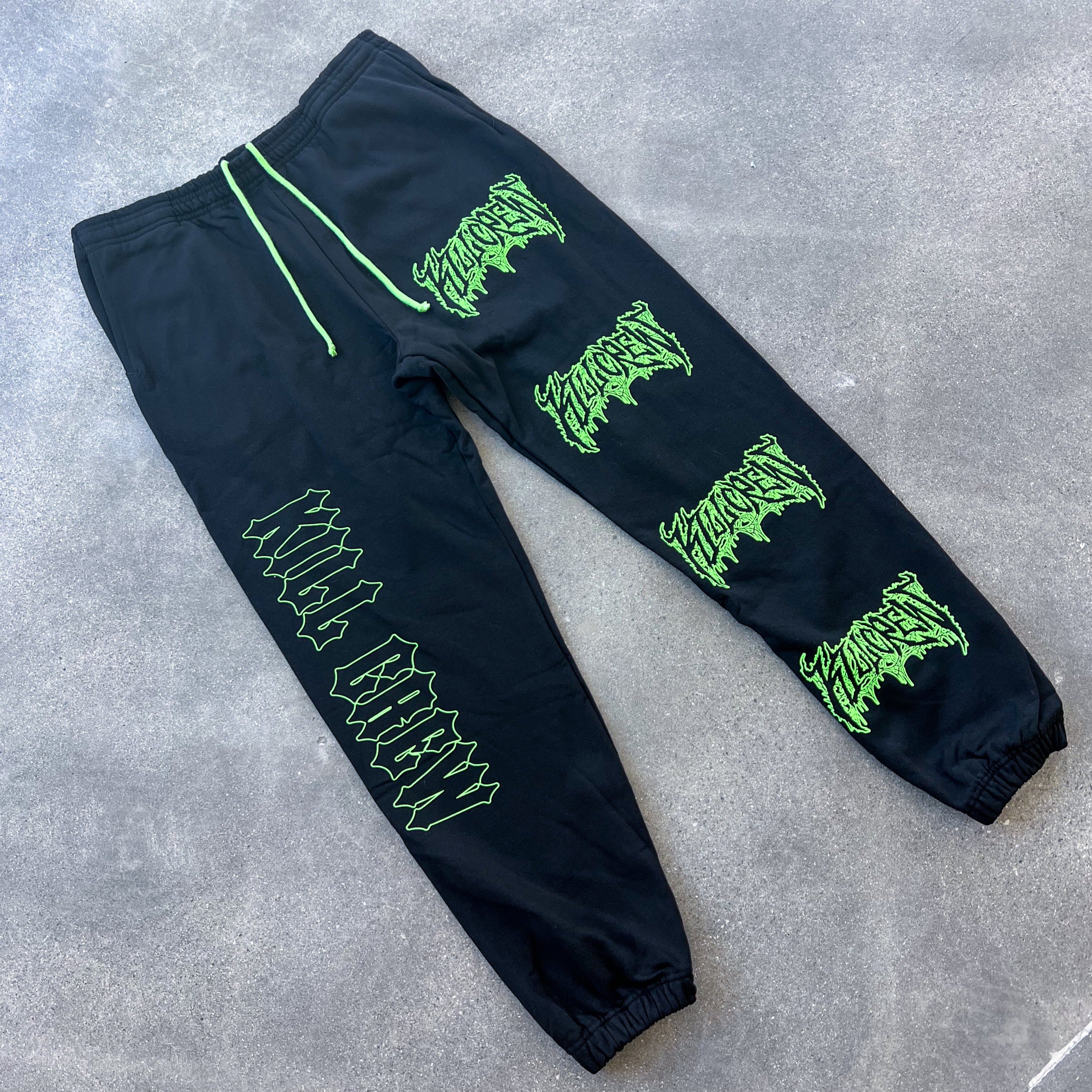 HEAVYWEIGHT LUX METAL SWEATPANTS - BLACK / GREEN