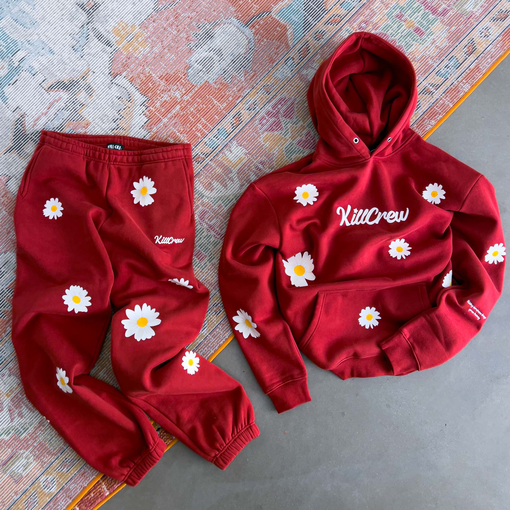 OVERSIZED LUX DAISY SWEATPANTS - RED