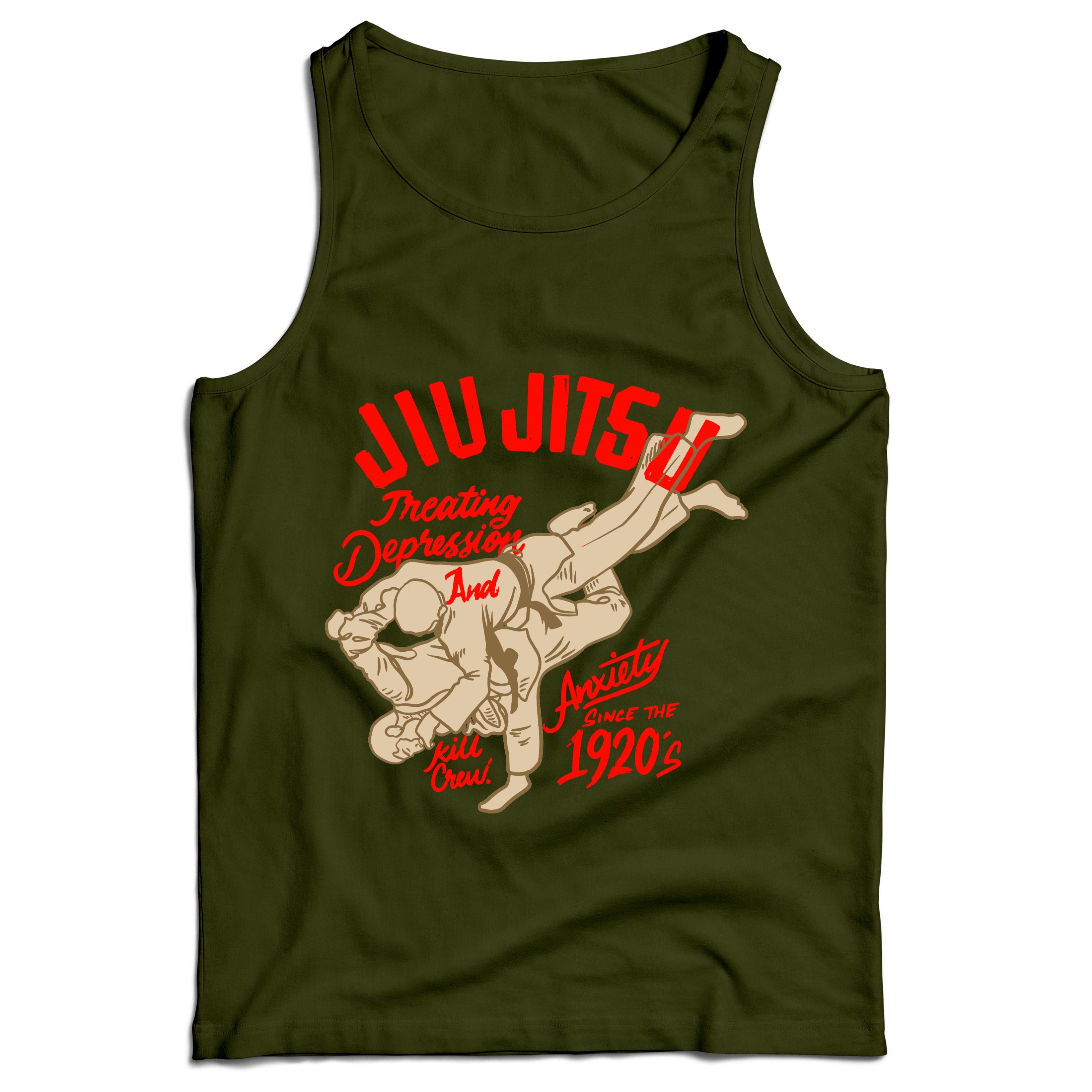 JIU JITSU DEPRESSION TANK TOP - OLIVE