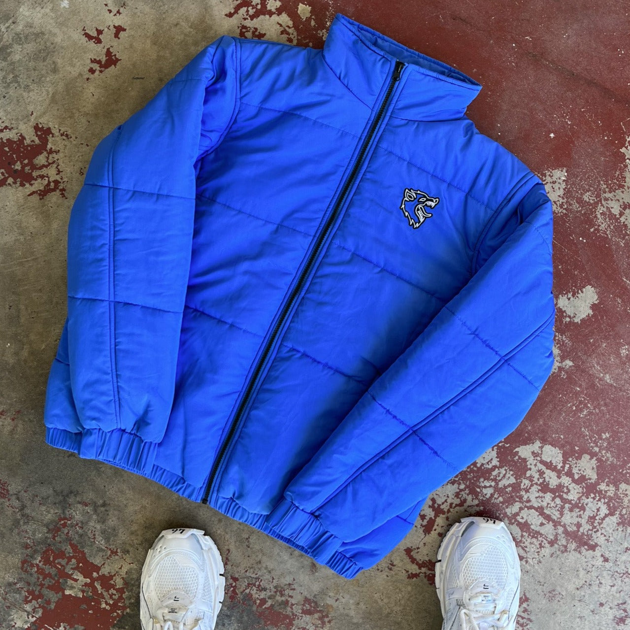 WOLF PUFFER JACKET - BLUE / WHITE