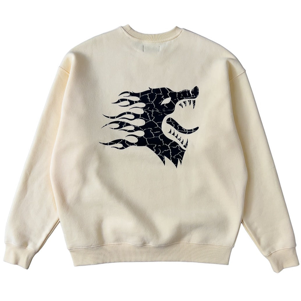 HEAVYWEIGHT WAR WOLF CREW NECK - CREAM / BLACK