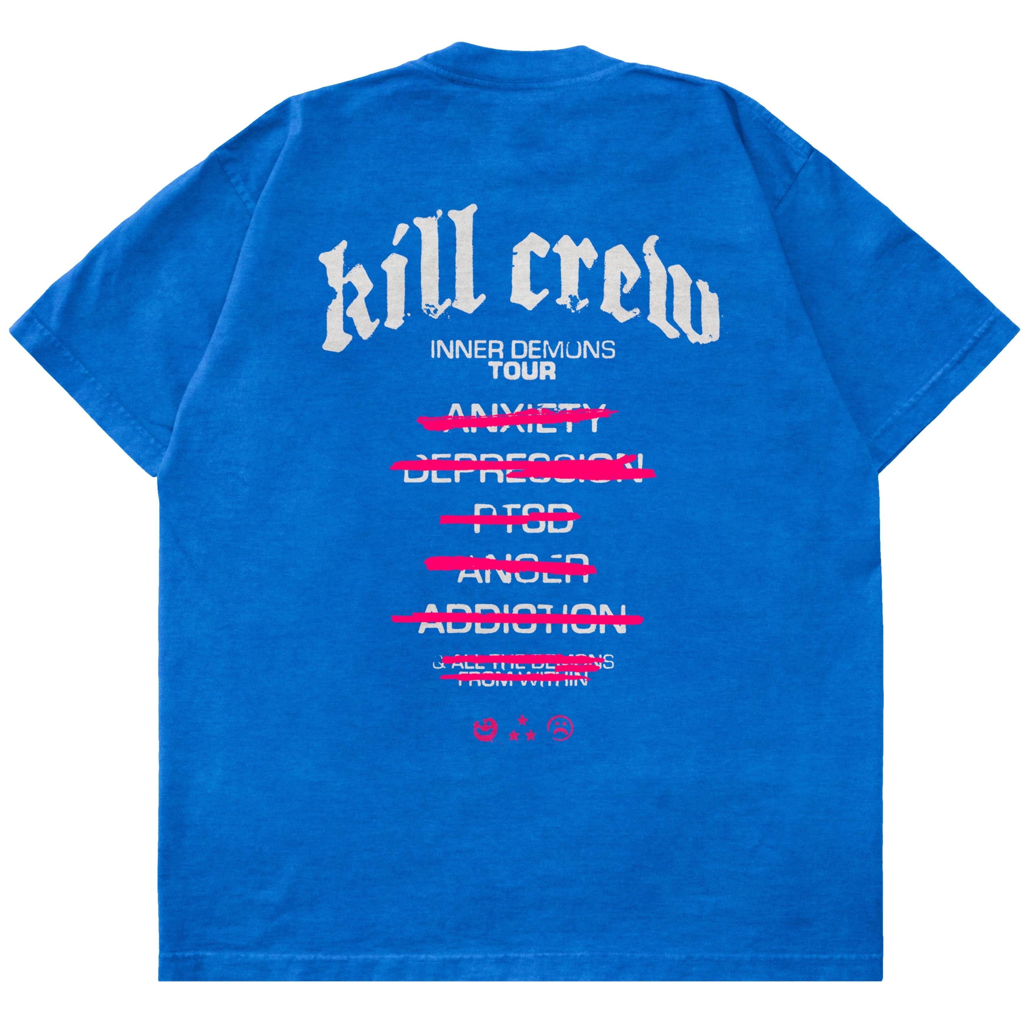 OVERSIZED INNER DEMONS TOUR T-SHIRT - BLUE / WHITE