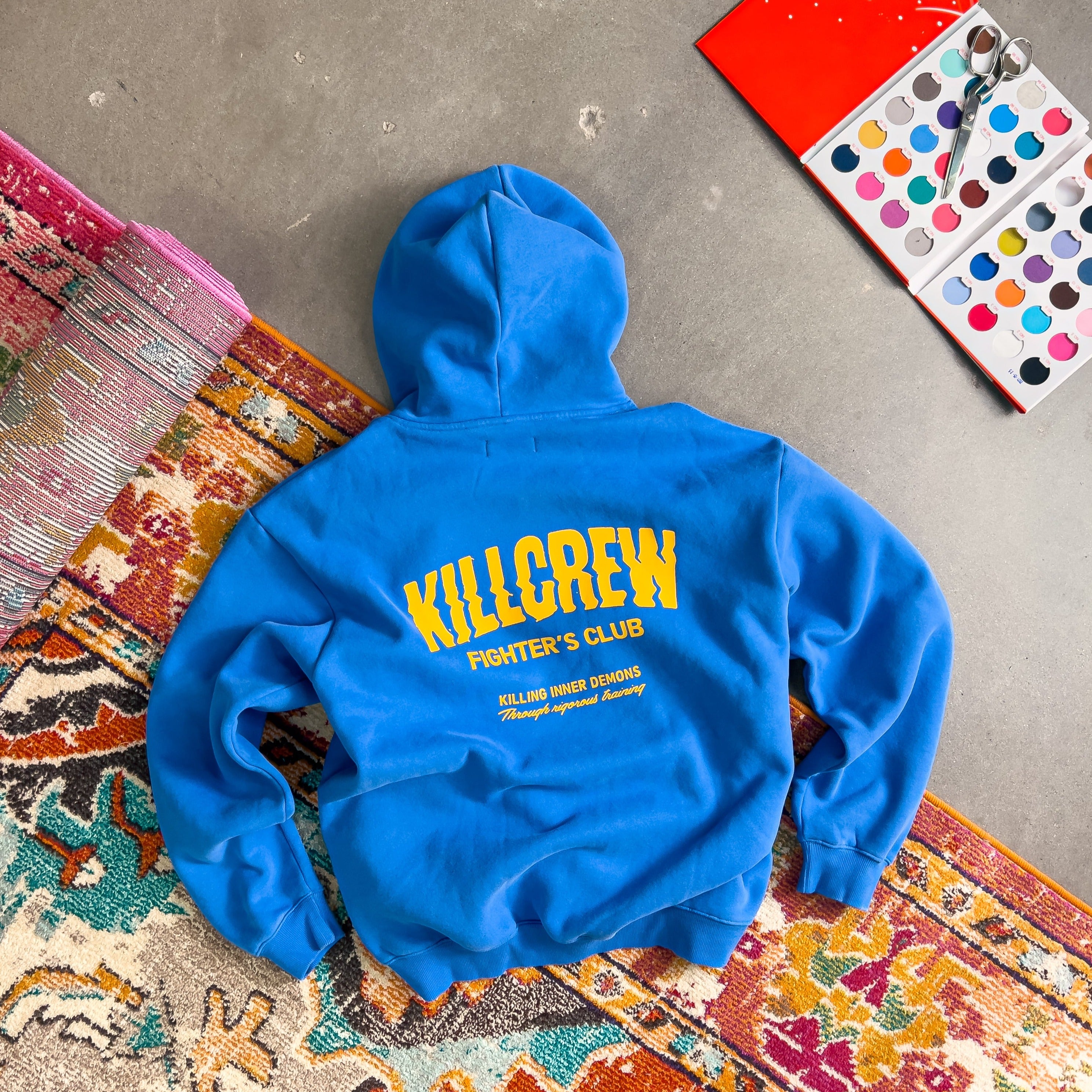 OVERSIZED LUX RIGOROUS TRAINING HOODIE - BLUE / GOLD