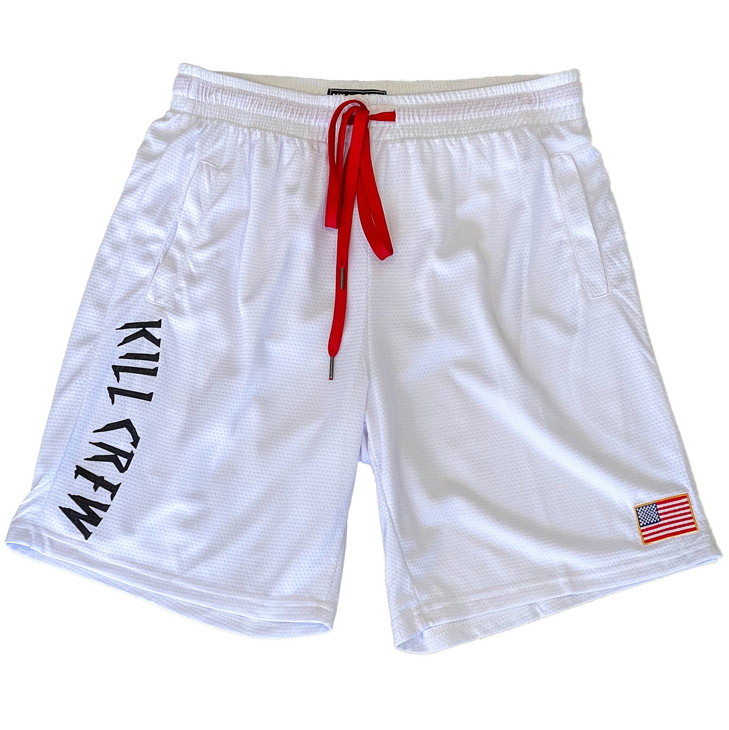 EMBROIDERED FLAG SHORTS - WHITE