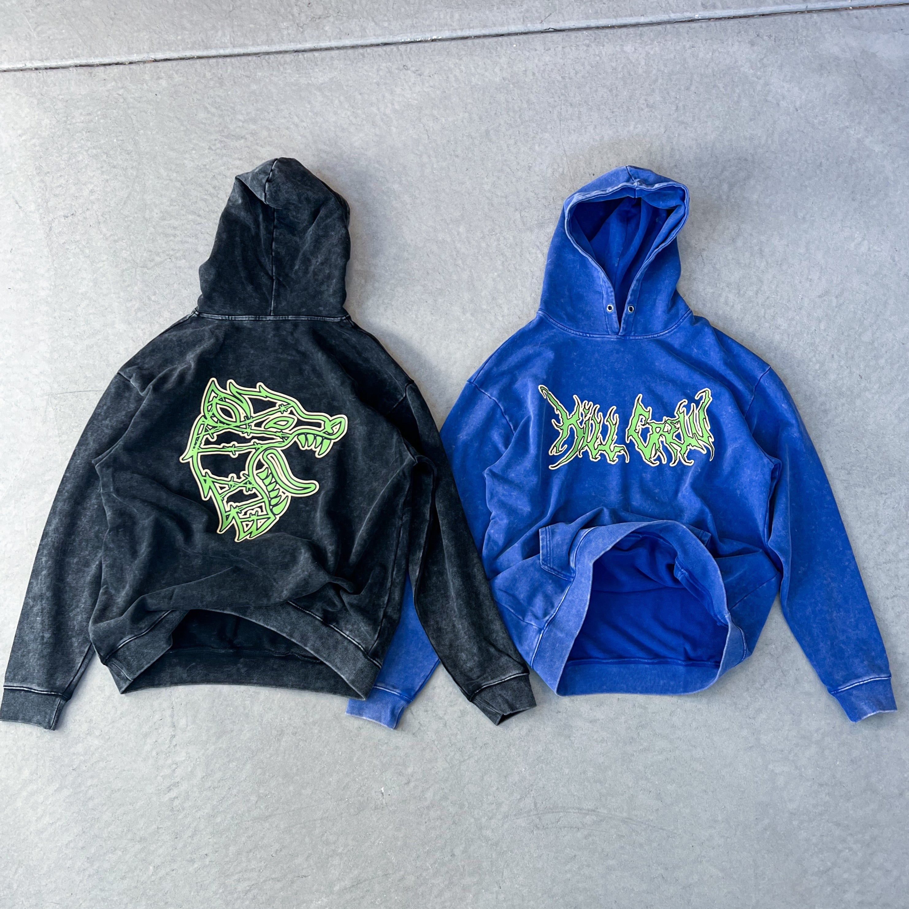 OVERSIZED LUX WOLF HOODIE - BLUE / GREEN