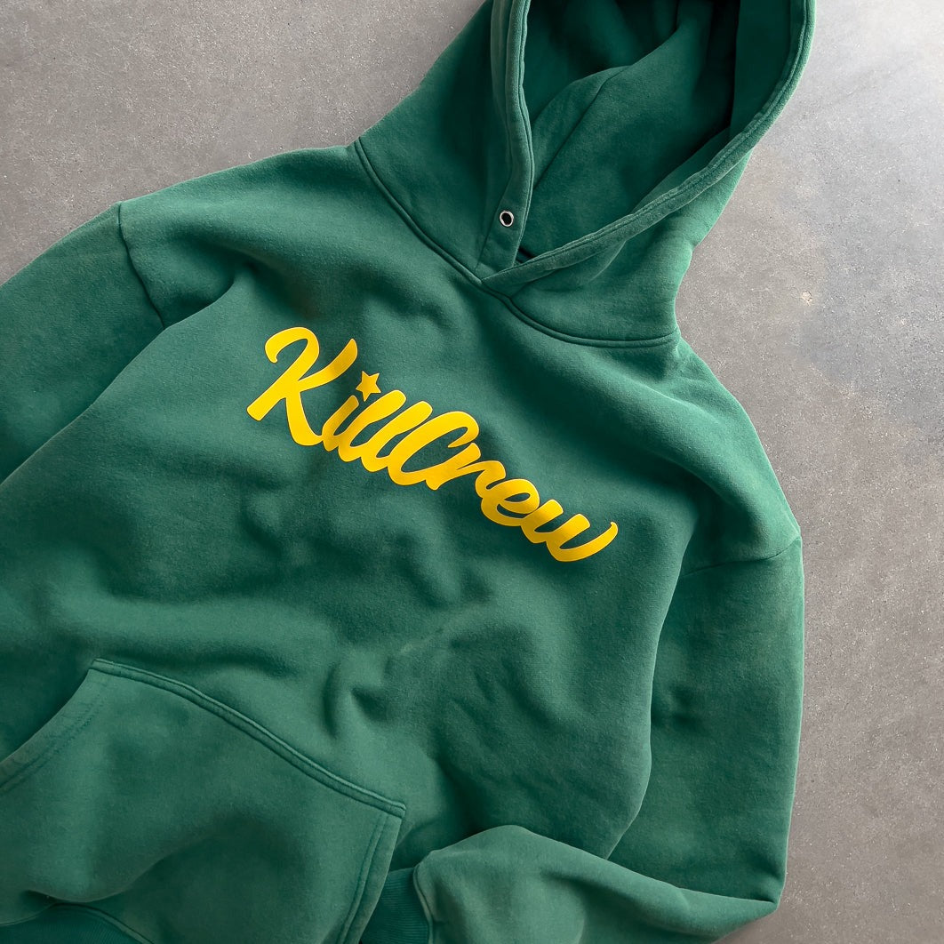 OVERSIZED LUX SCRIPT HOODIE - GREEN / GOLD