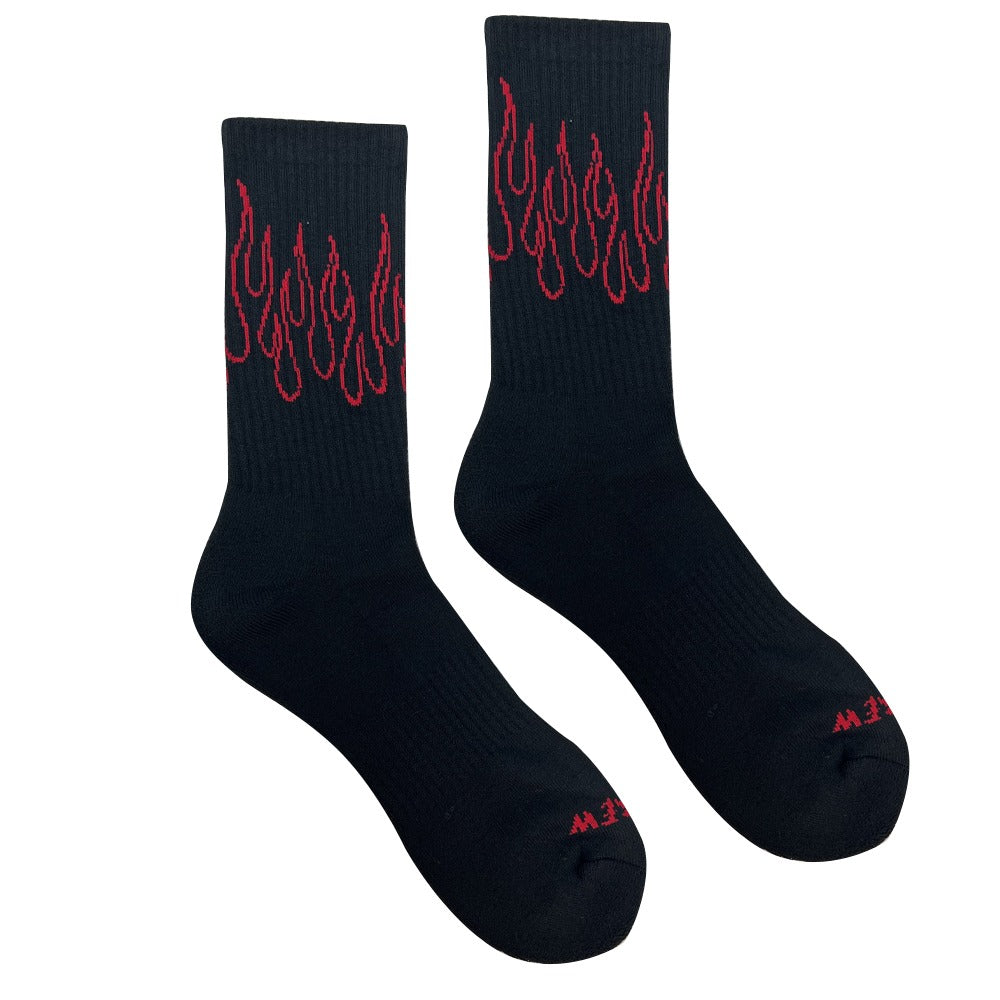 FLAME HIGH SOCKS - BLACK / RED