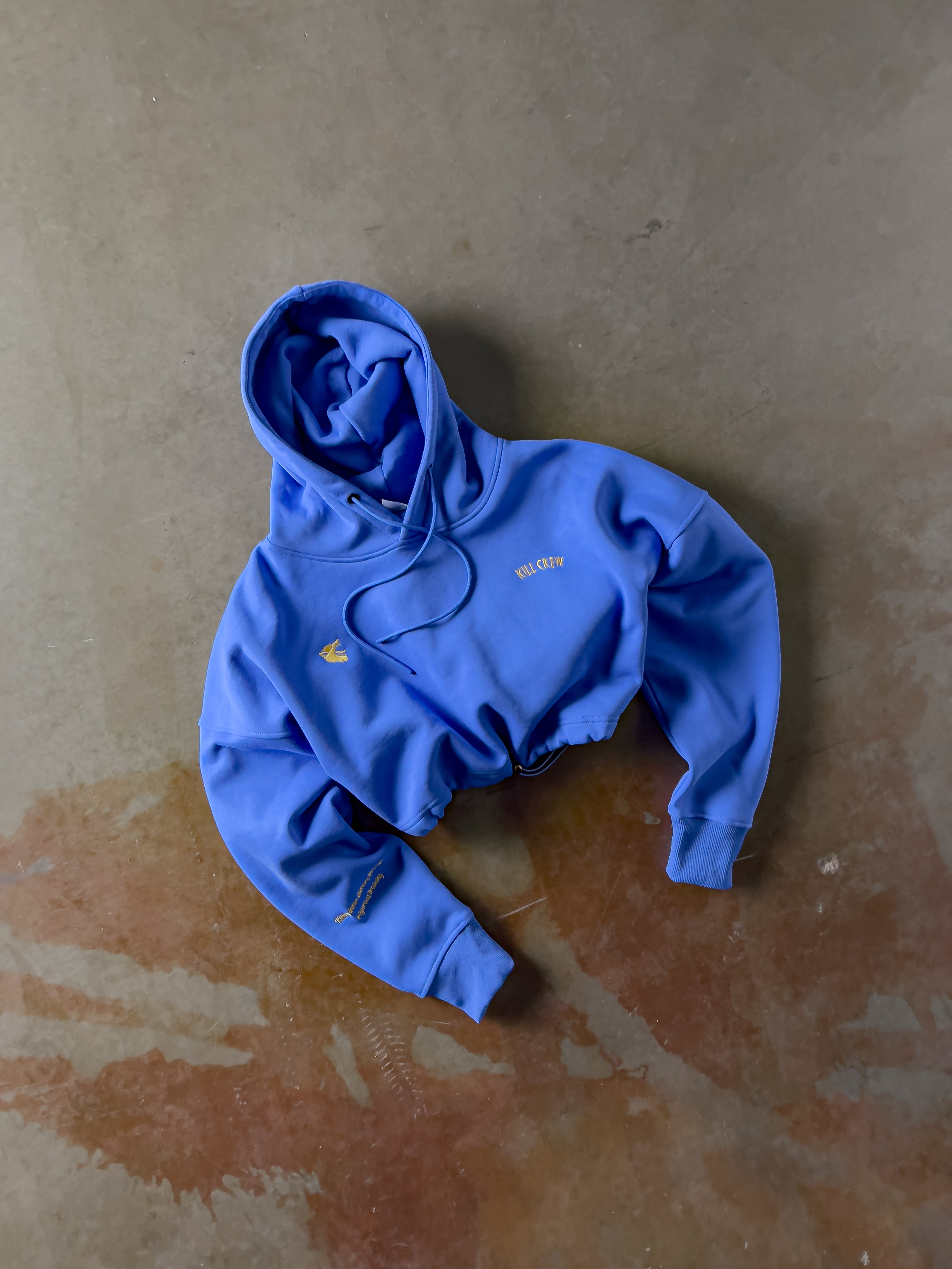 WOLF CROP HOODIE - BLUE