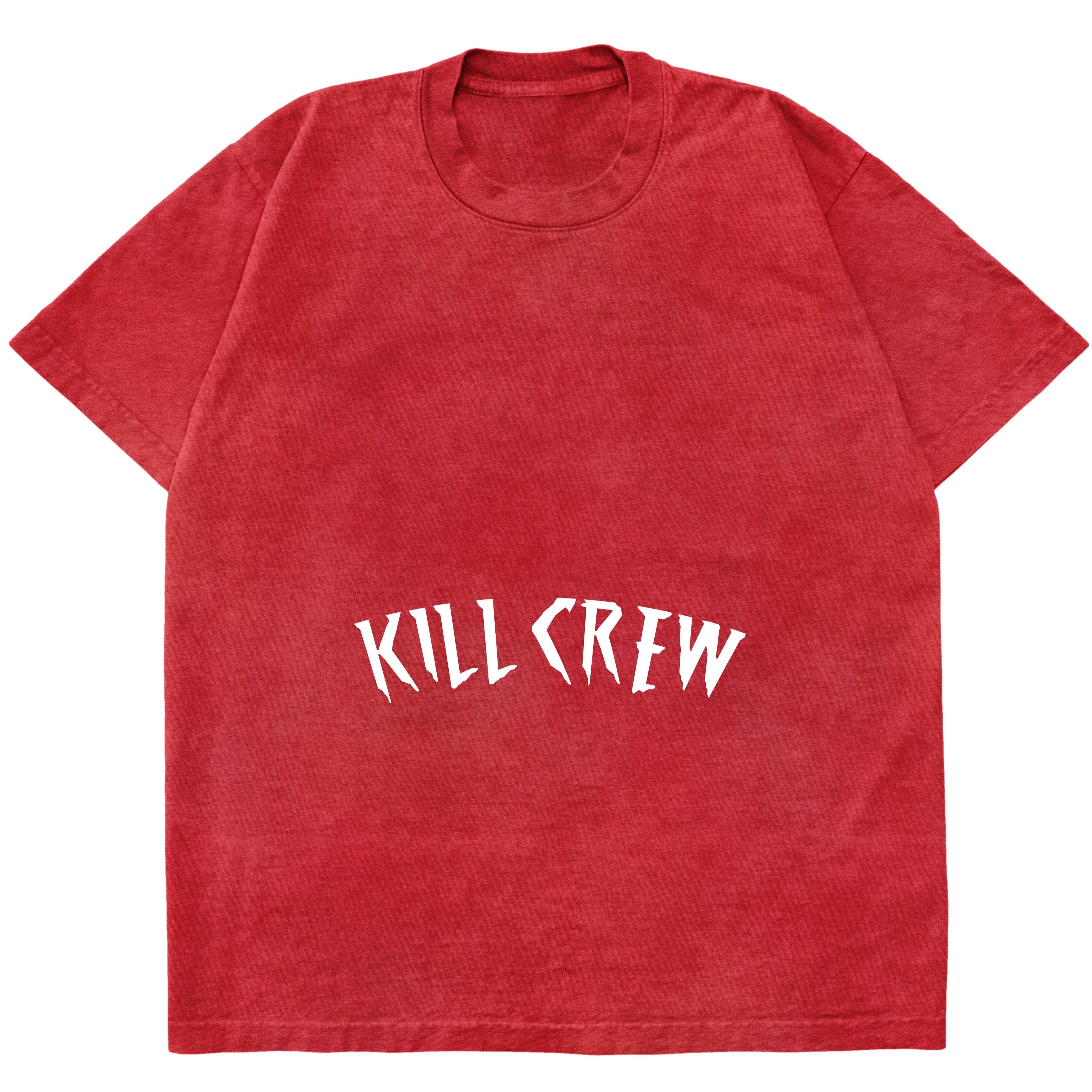 OVERSIZED LUX ACID WASH T-SHIRT - RED / WHITE