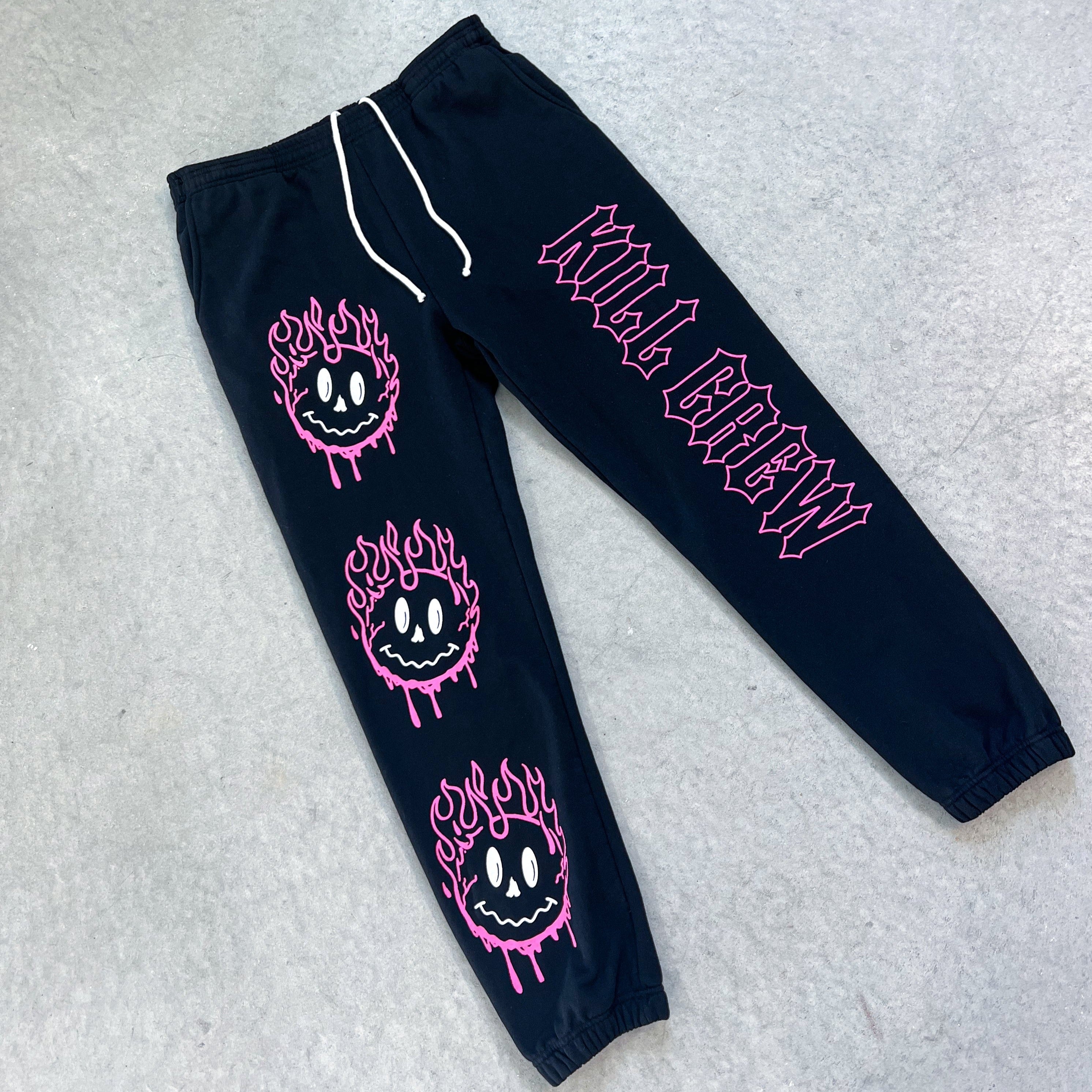 HEAVYWEIGHT LUX SMILEY SWEATPANTS FLAME - BLACK / PINK