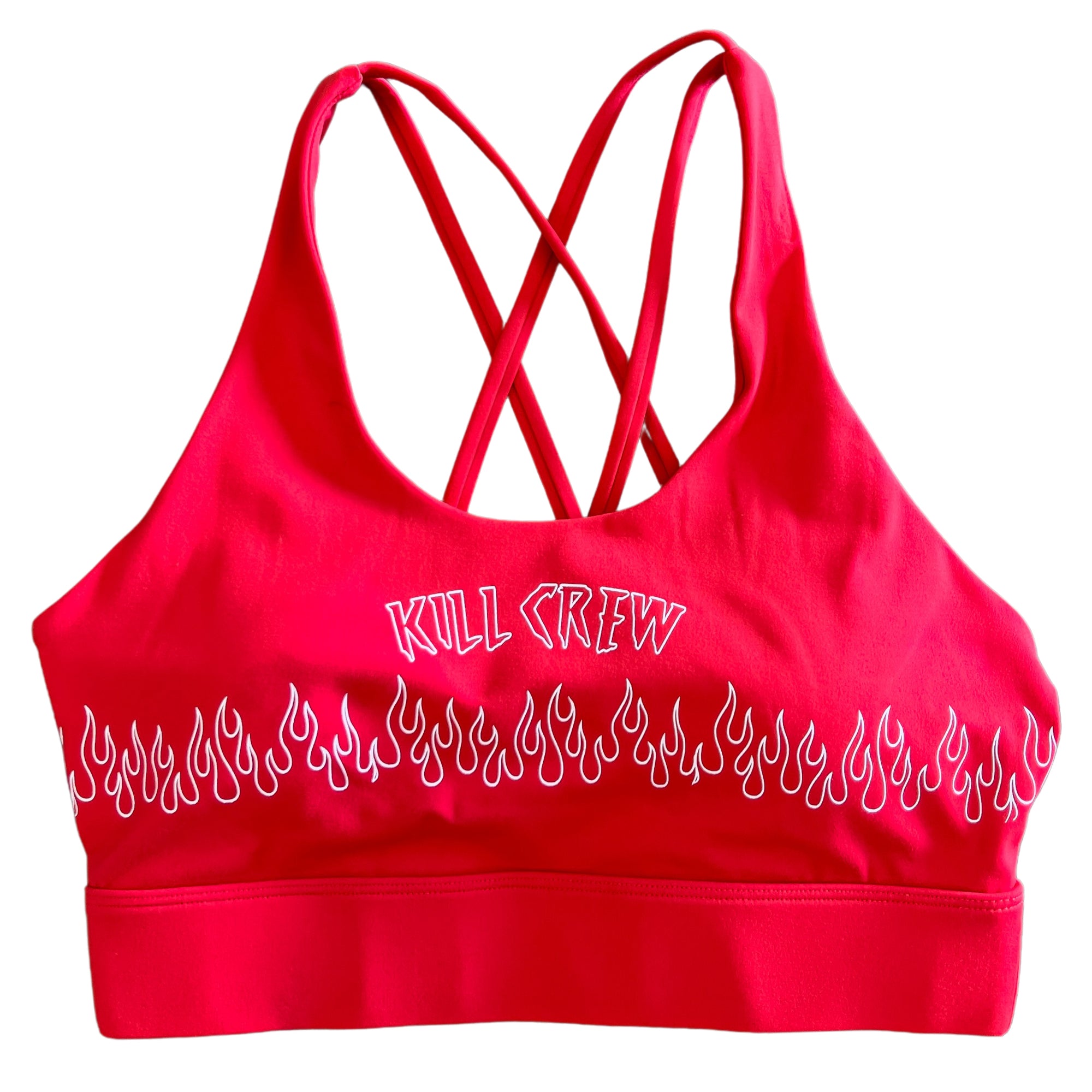 FLAME HIGH SUPPORT SPORTS BRA - RED / WHITE