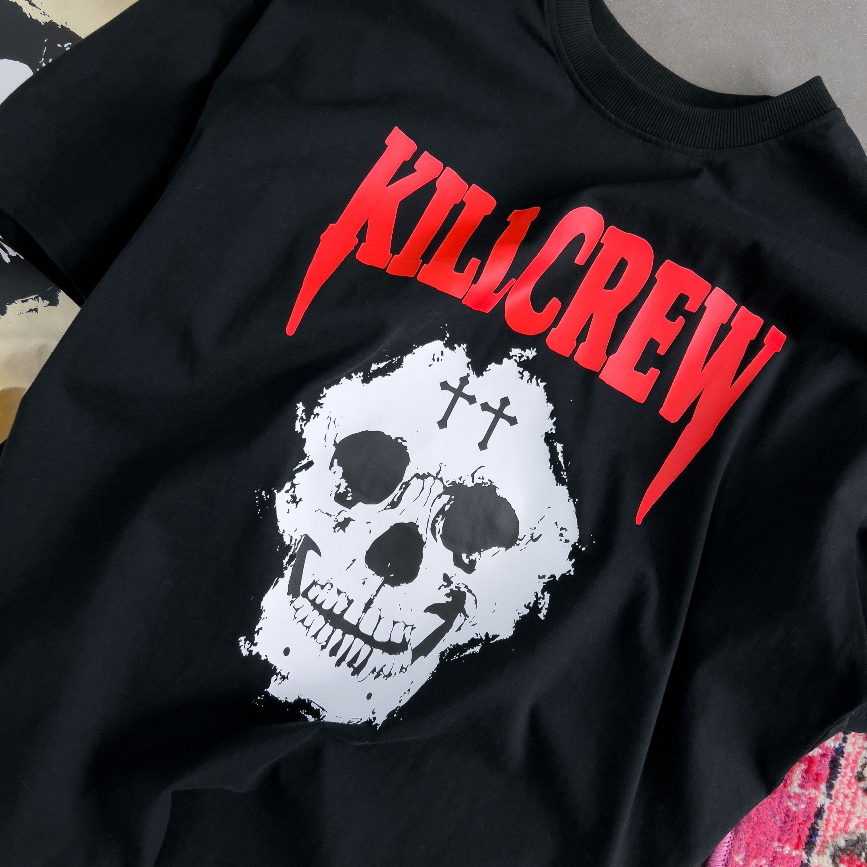 OVERSIZED KILL CREW SKULL T-SHIRT - BLACK / RED