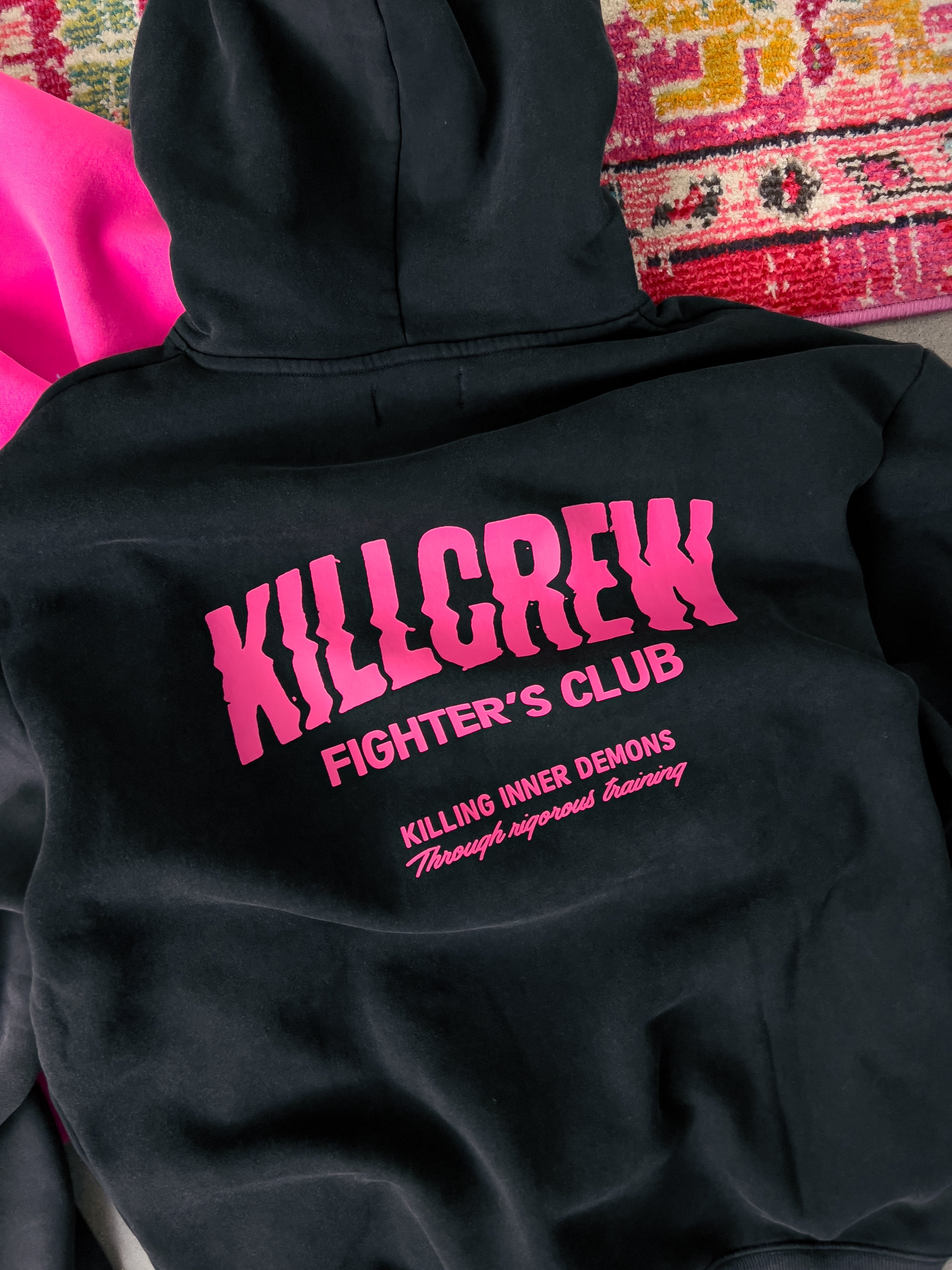 OVERSIZED LUX RIGOROUS TRAINING HOODIE - BLACK / PINK