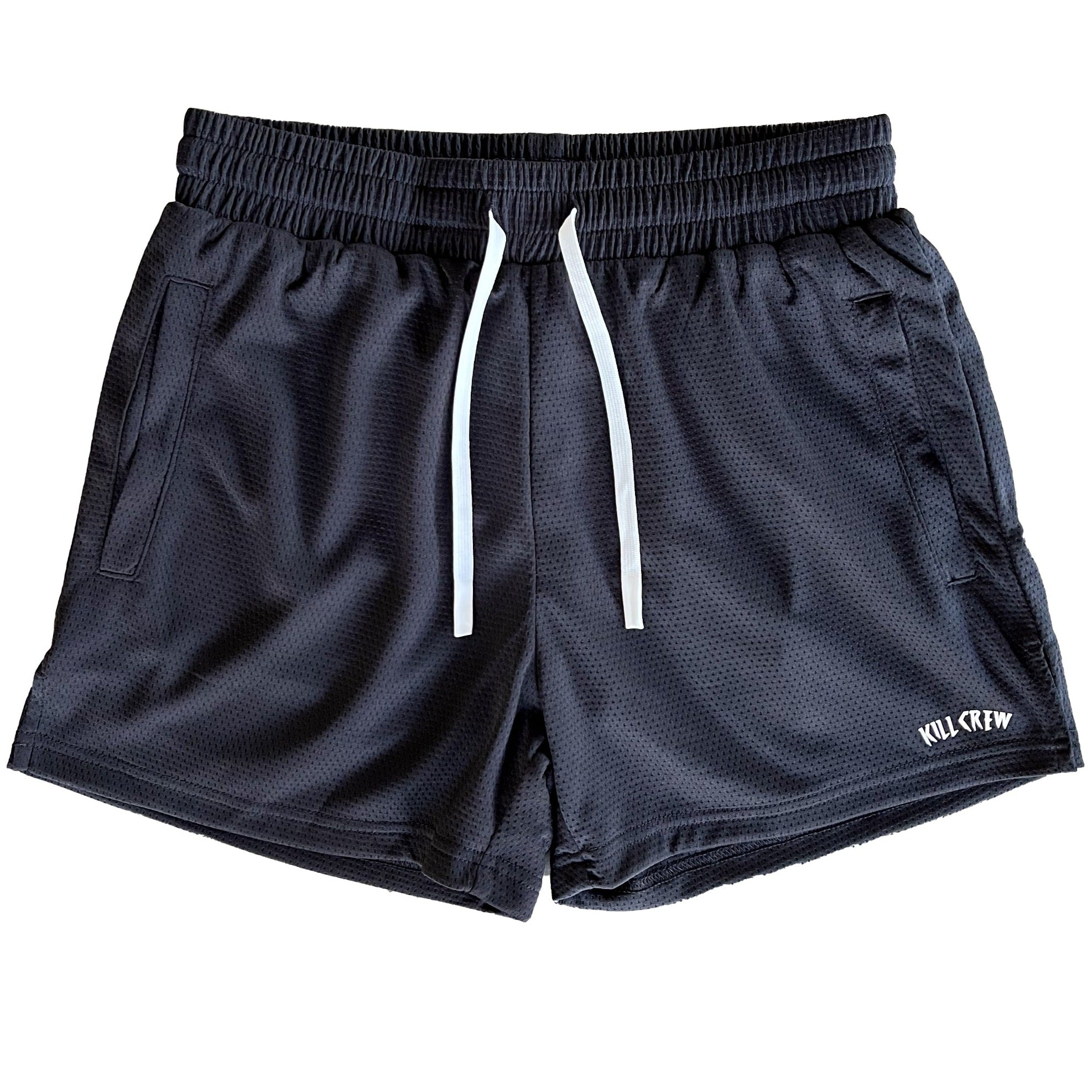 SIMPLE MUAY THAI SHORTS (MID THIGH CUT) - BLACK / WHITE