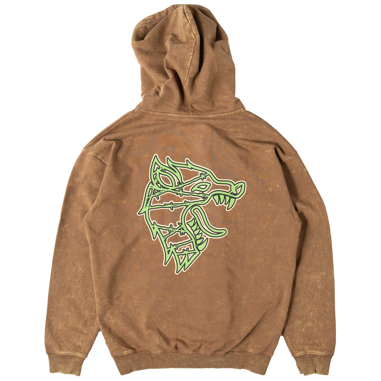 OVERSIZED LUX WOLF HOODIE - BROWN / GREEN