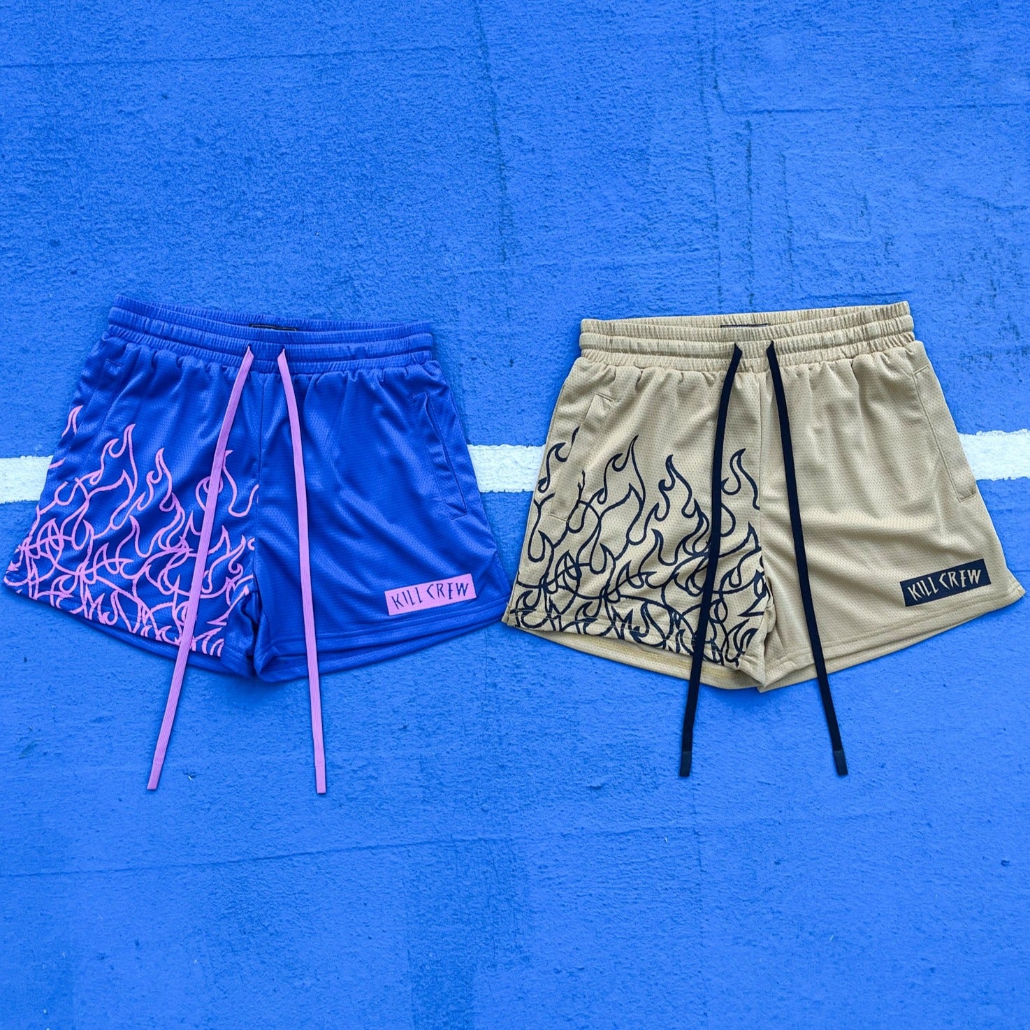 MUAY THAI FLAME SHORTS (MID THIGH CUT) - GOLD / BLACK