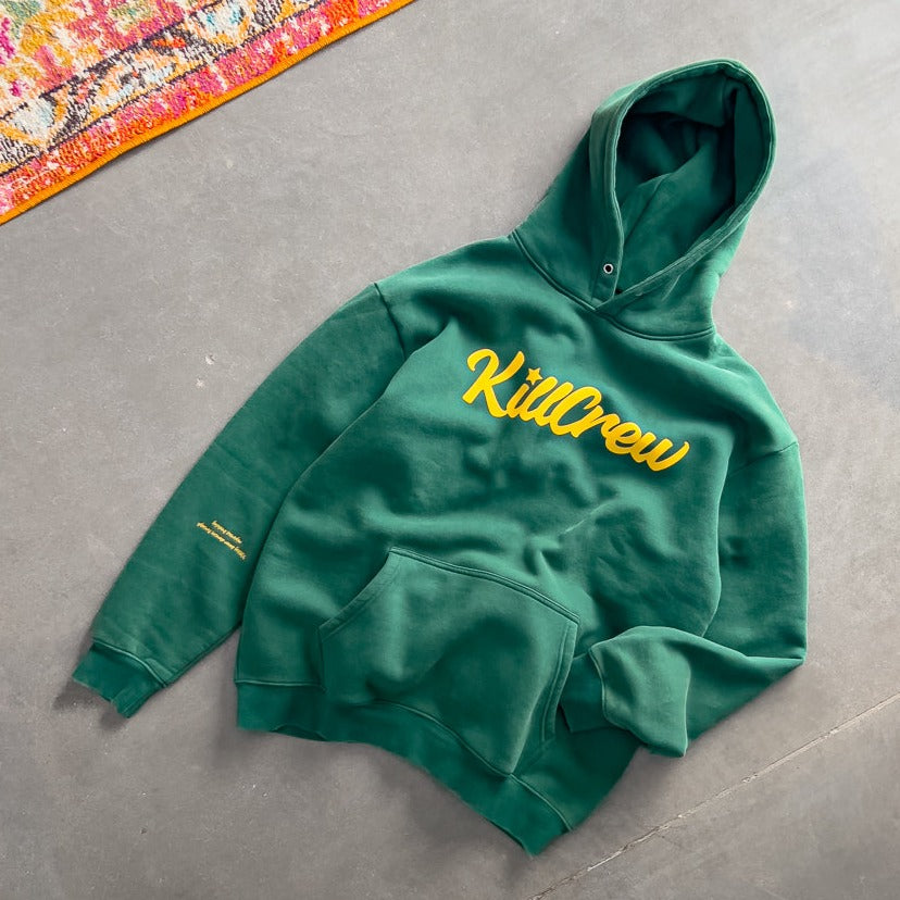 OVERSIZED LUX SCRIPT HOODIE - GREEN / GOLD