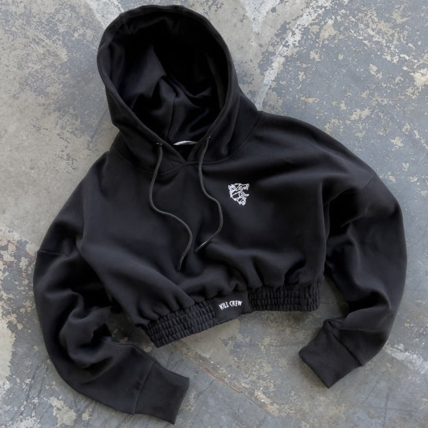 KILL CREW CROP HOODIE - BLACK / WHITE