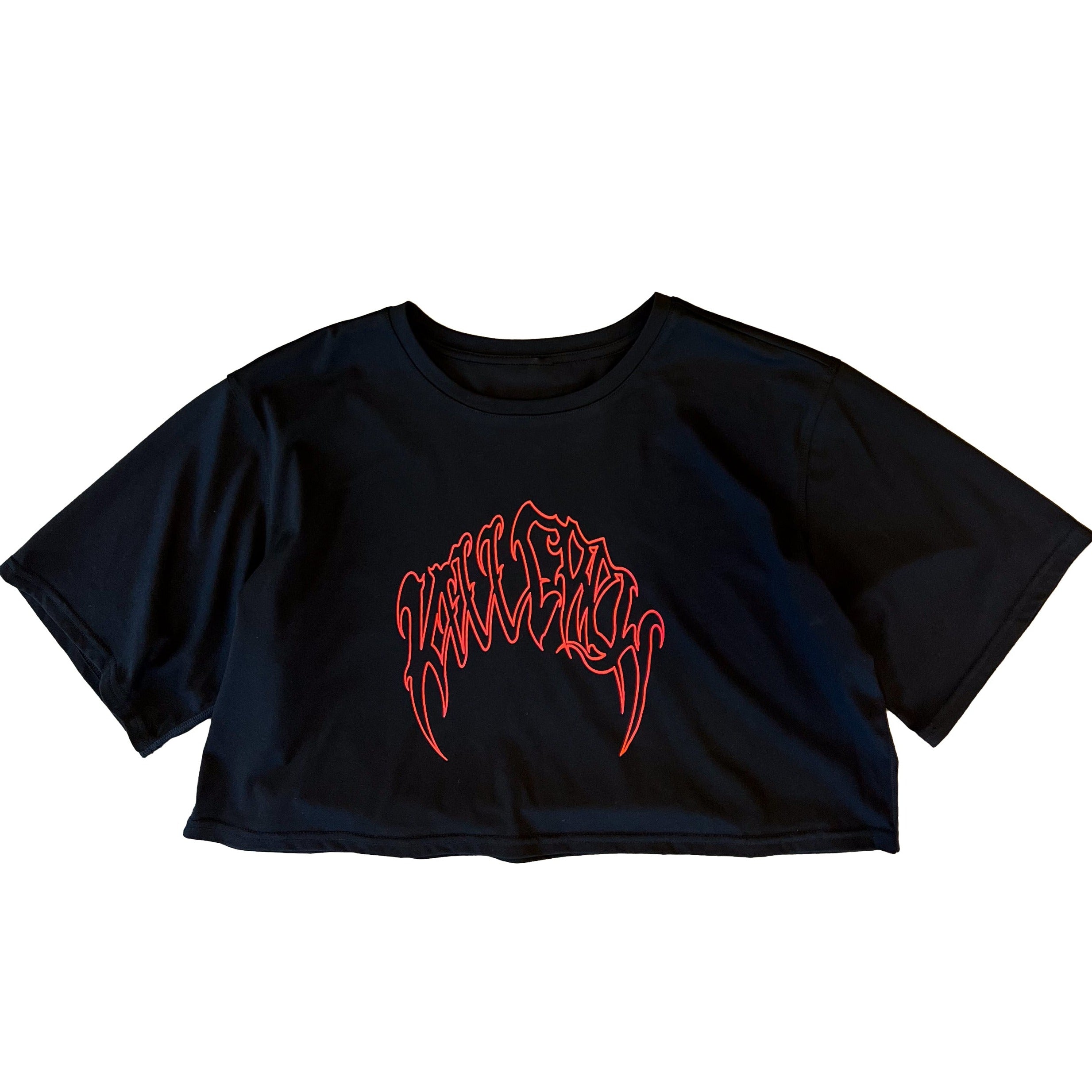 WOLF CROP TOP - BLACK / RED