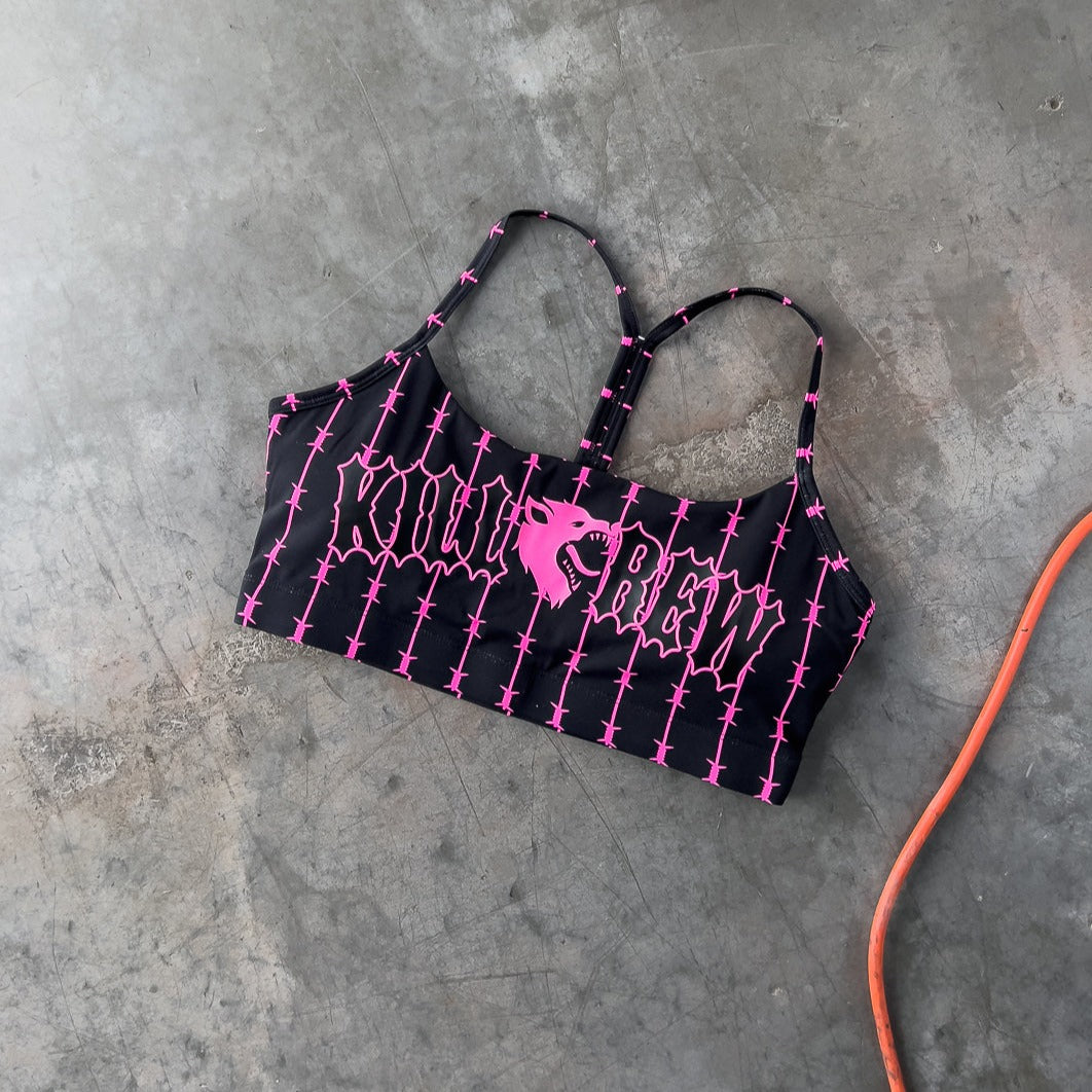 BARBWIRE SPORTS BRA - BLACK / PINK