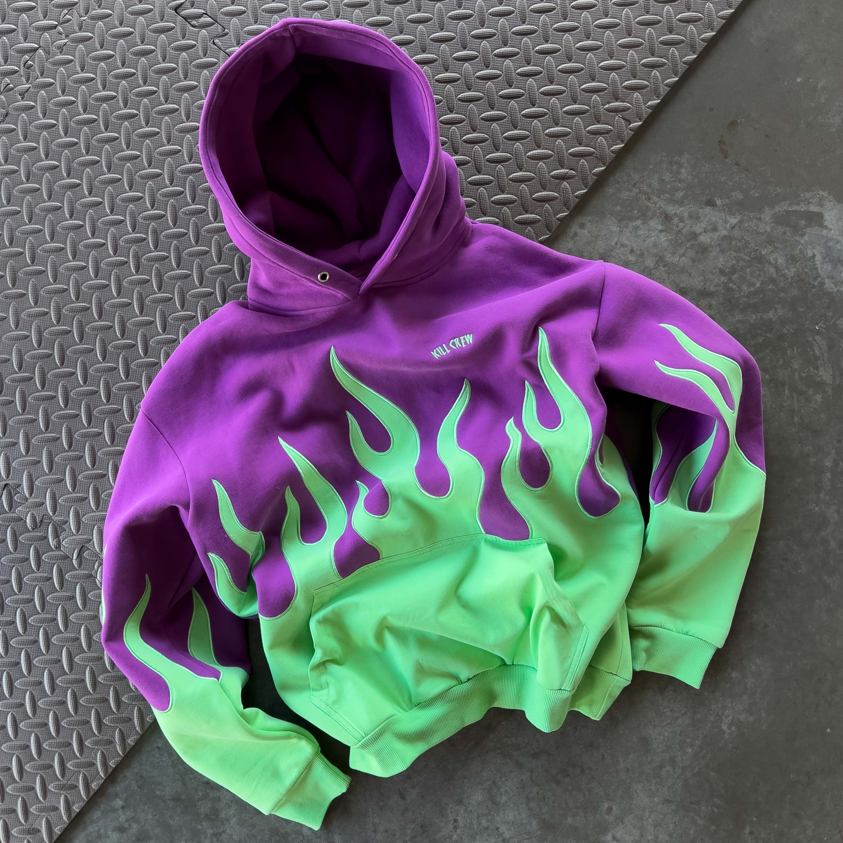 OVERSIZED PREMIUM HEATER HOODIE - PURPLE / GREEN