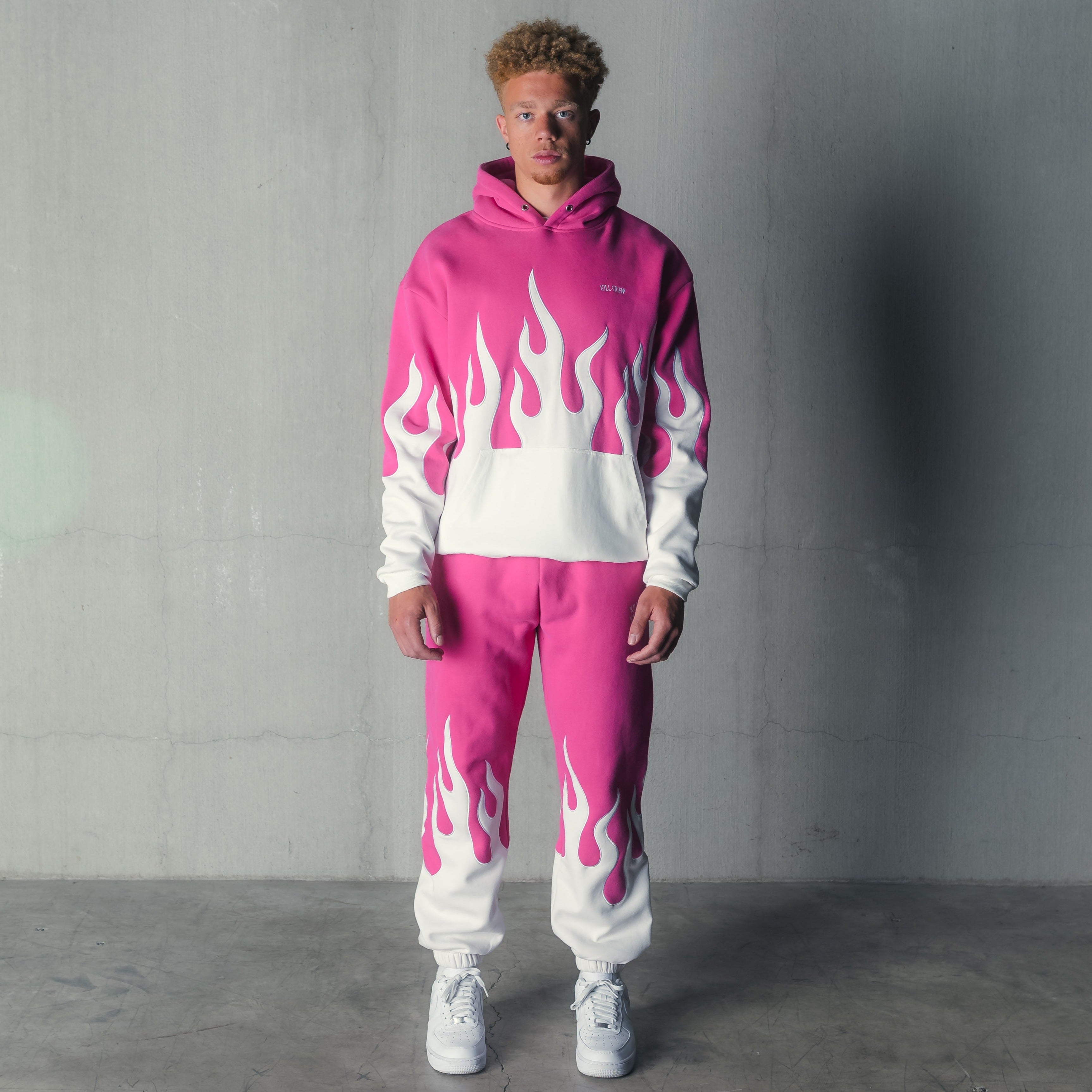 OVERSIZED PREMIUM HEATER HOODIE - PINK / WHITE