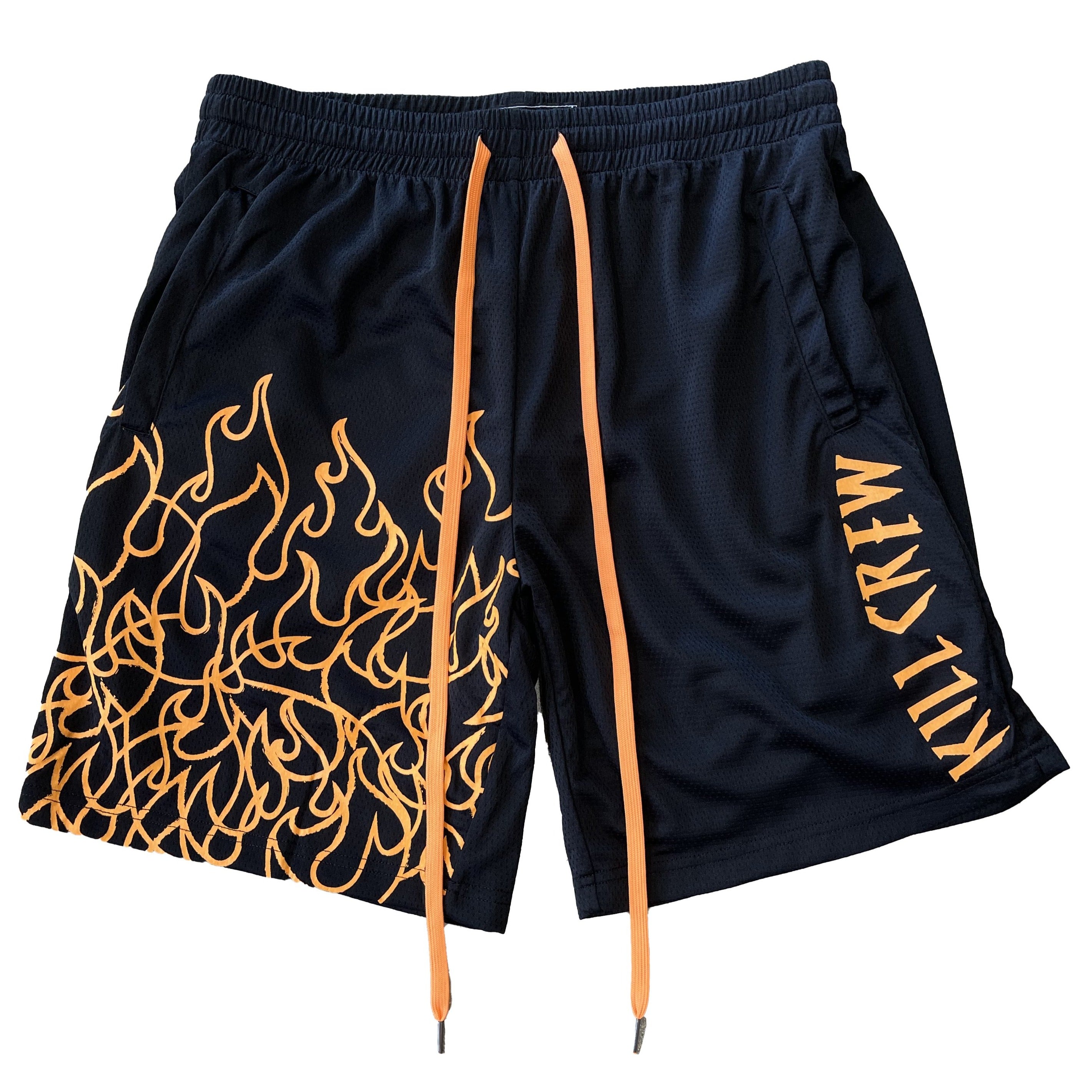 FLAME REGULAR CUT SHORTS - BLACK / ORANGE