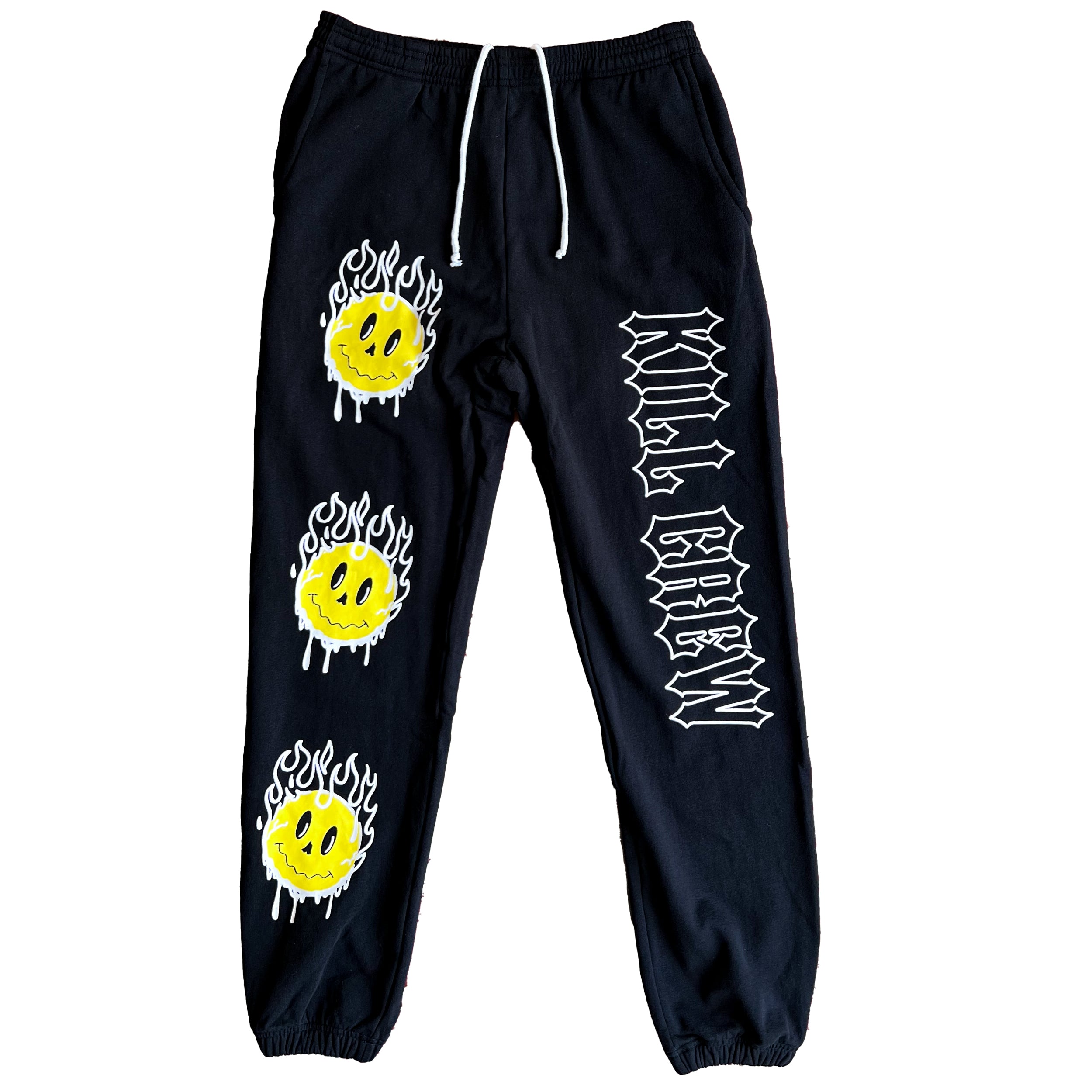 HEAVYWEIGHT LUX SMILEY SWEATPANTS FLAME - BLACK / YELLOW