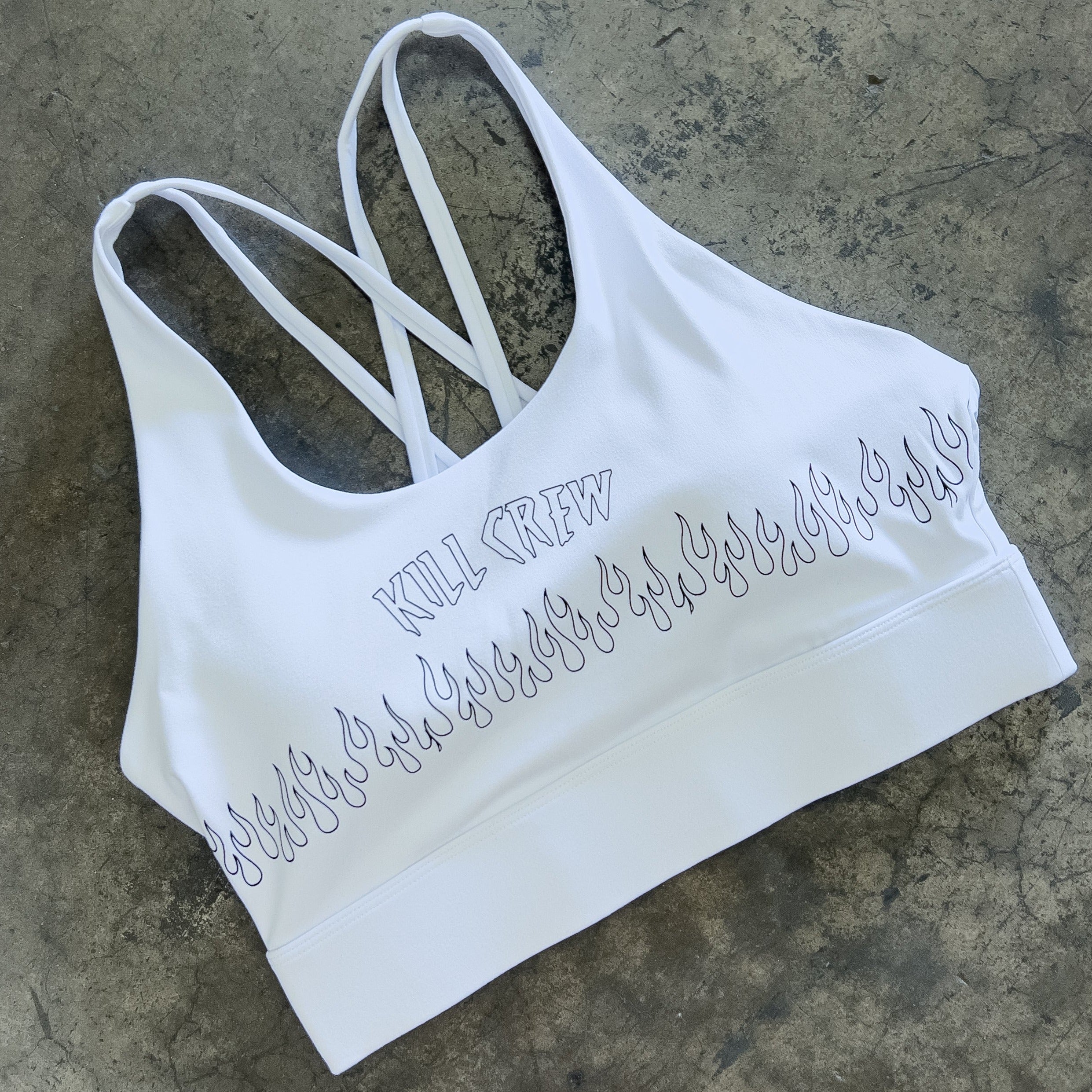 FLAME HIGH SUPPORT SPORTS BRA - WHITE / BLACK