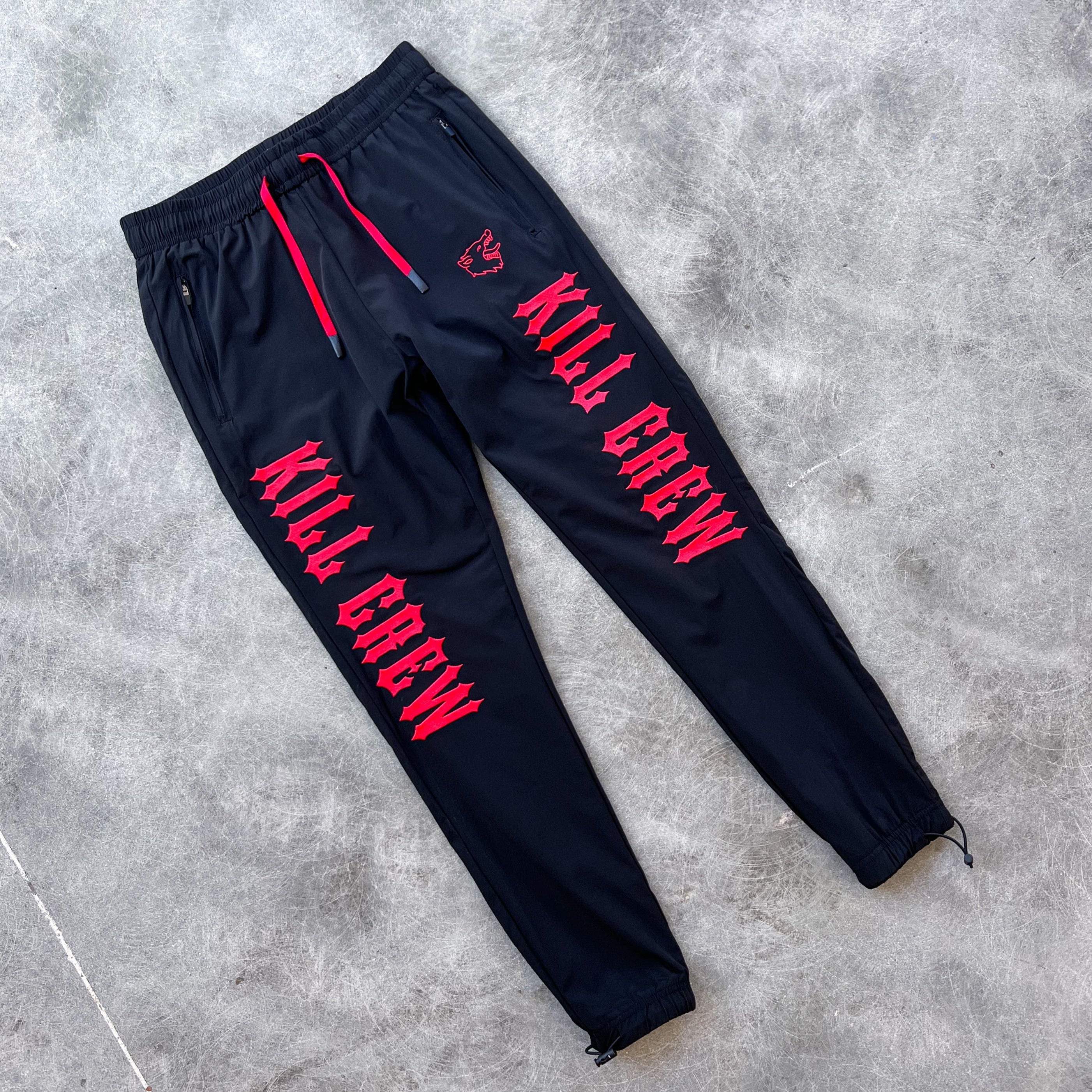 NYLON TECH PANTS v2 - BLACK / RED