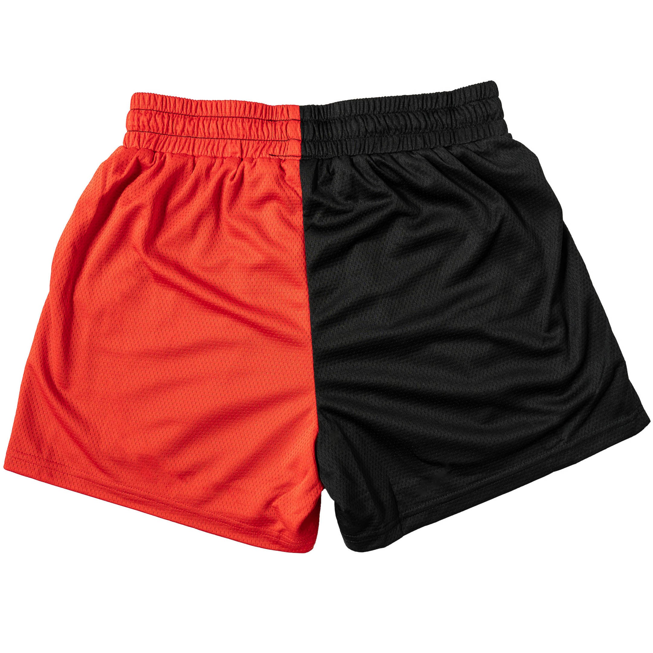 MUAY THAI SHORTS (MID THIGH CUT) 2 TONE - BLACK / RED