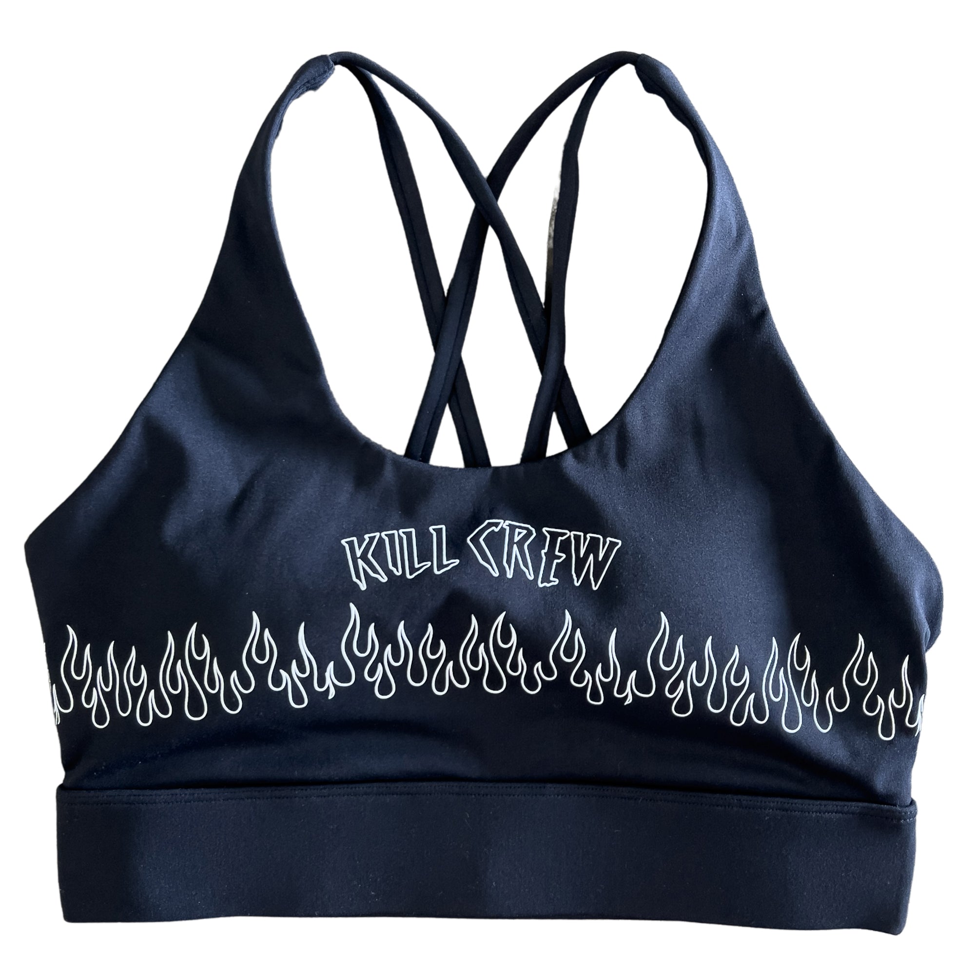 FLAME HIGH SUPPORT SPORTS BRA - BLACK / WHITE