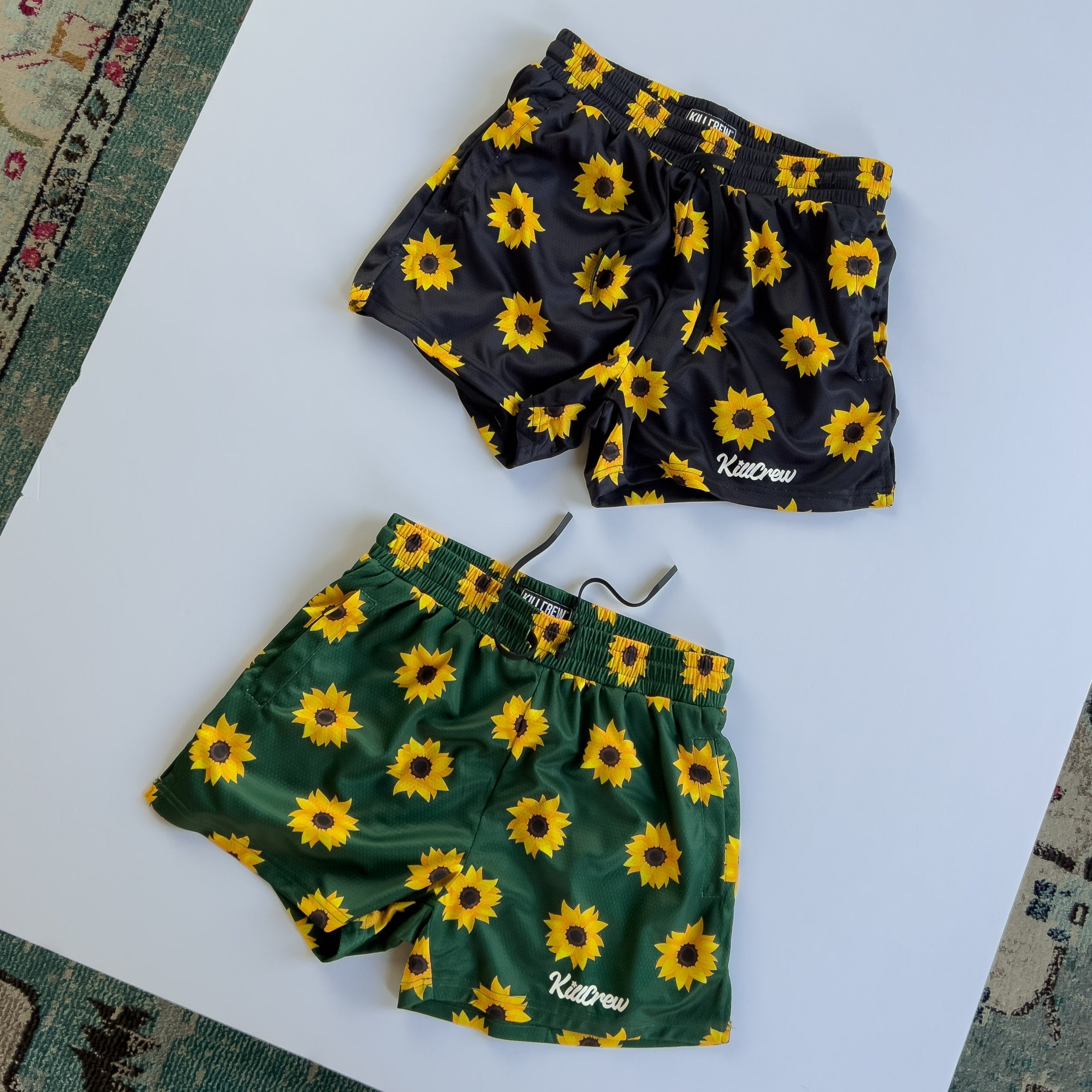 MUAY THAI SHORTS (MID THIGH CUT) SUNFLOWER - GREEN