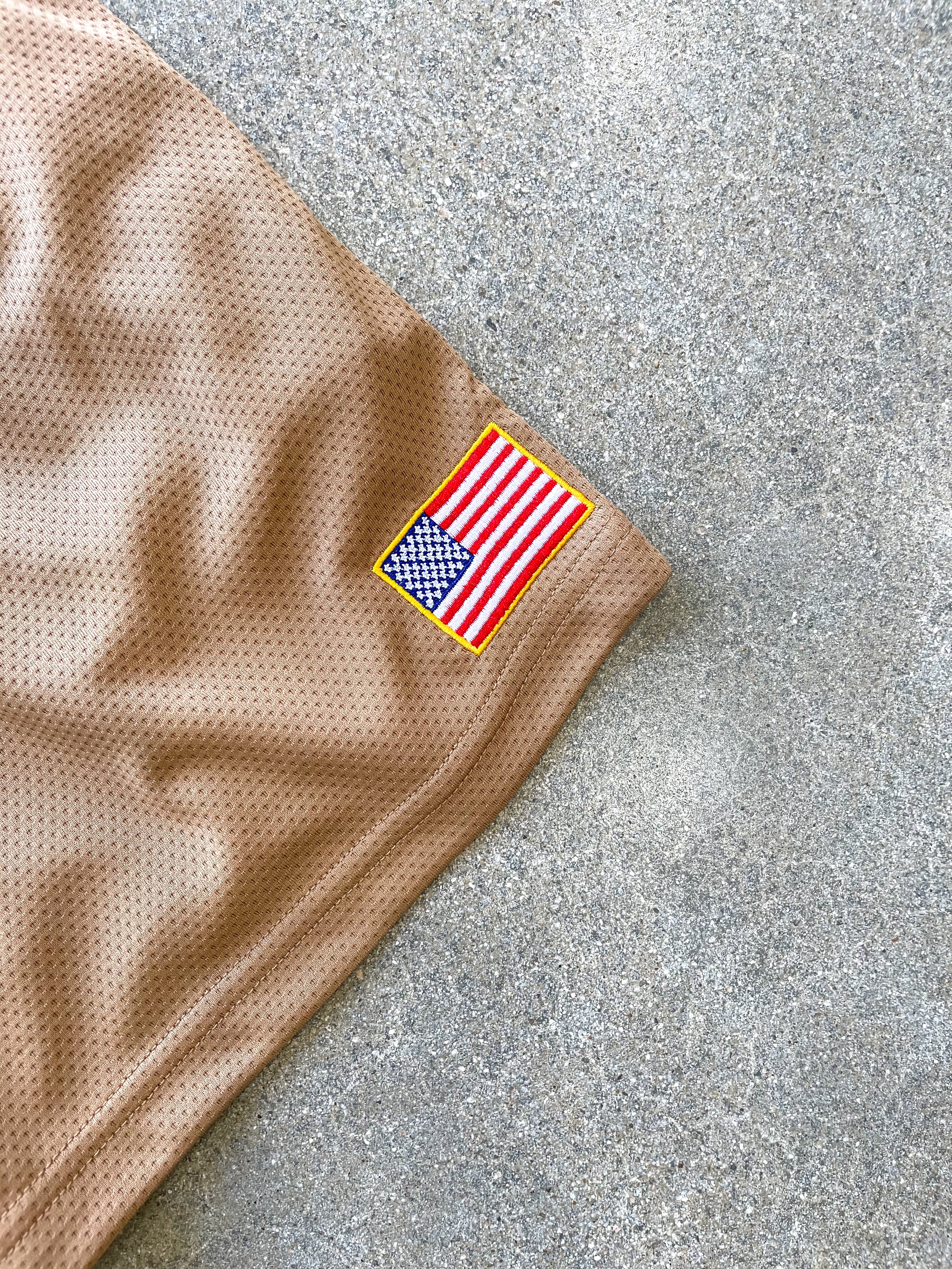 EMBROIDERED FLAG SHORTS - SAND