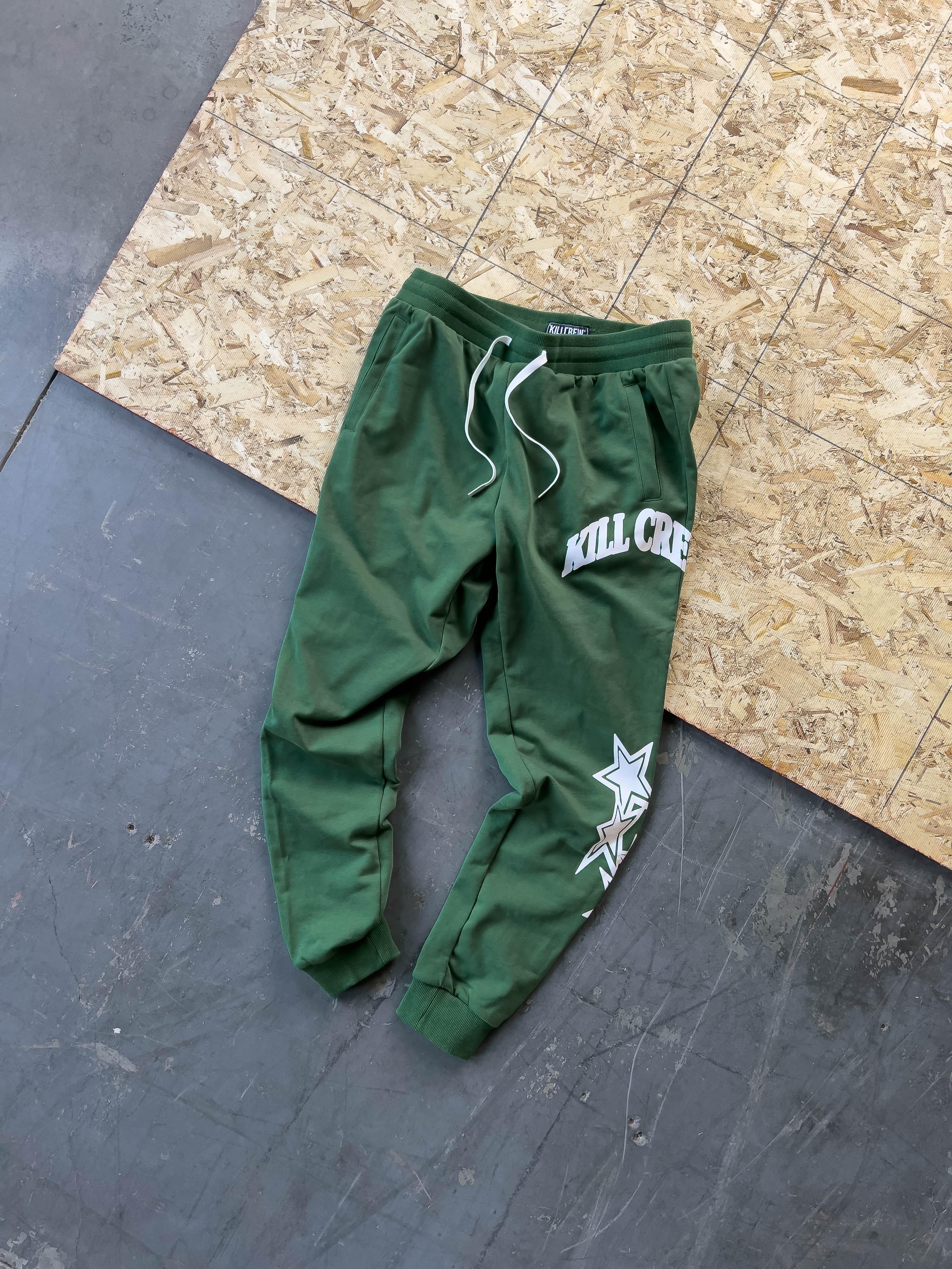 STAR BOY JOGGERS - GREEN / WHITE