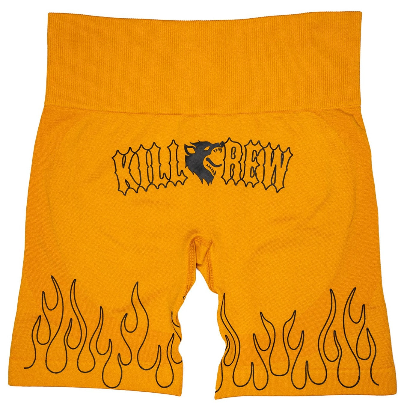 SEAMLESS FLAMES BIKER SHORTS - ORANGE / BLACK