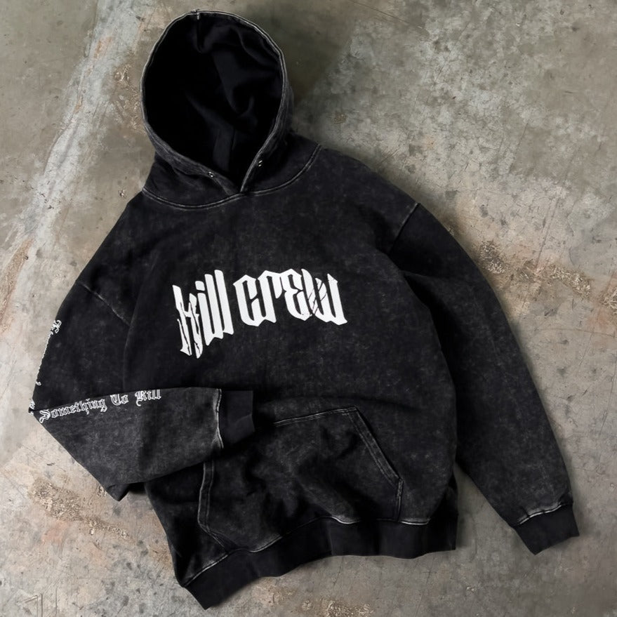 OVERSIZED LUX  LONE WOLF HOODIE - BLACK / WHITE