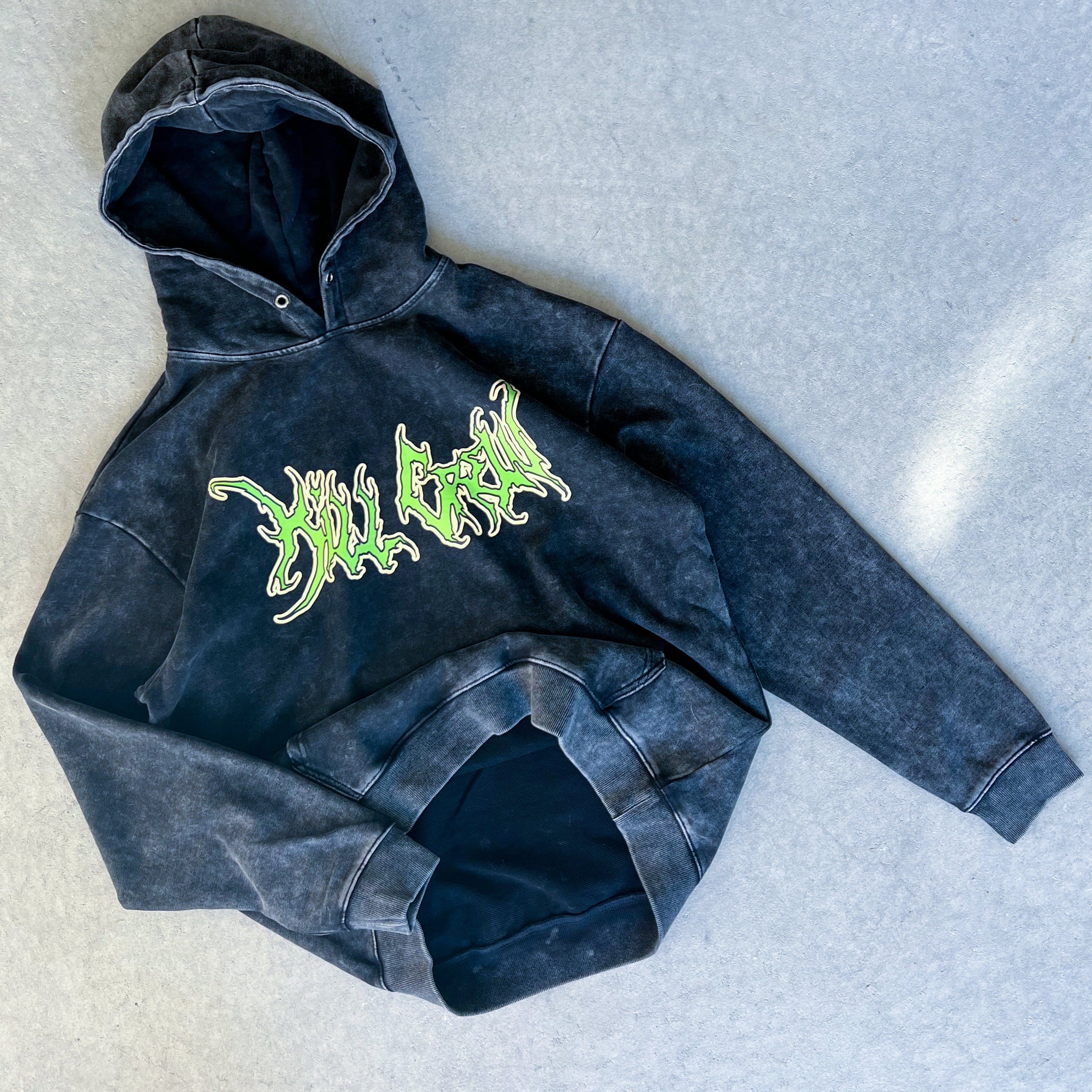 OVERSIZED LUX WOLF HOODIE - BLACK / GREEN