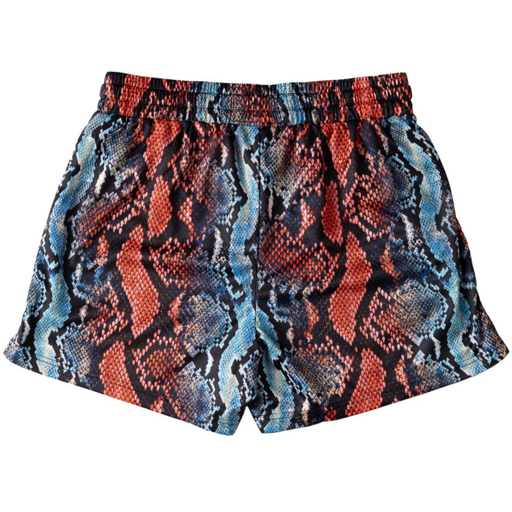 MUAY THAI SHORTS (MID THIGH CUT) SNAKE - BLUE / RED