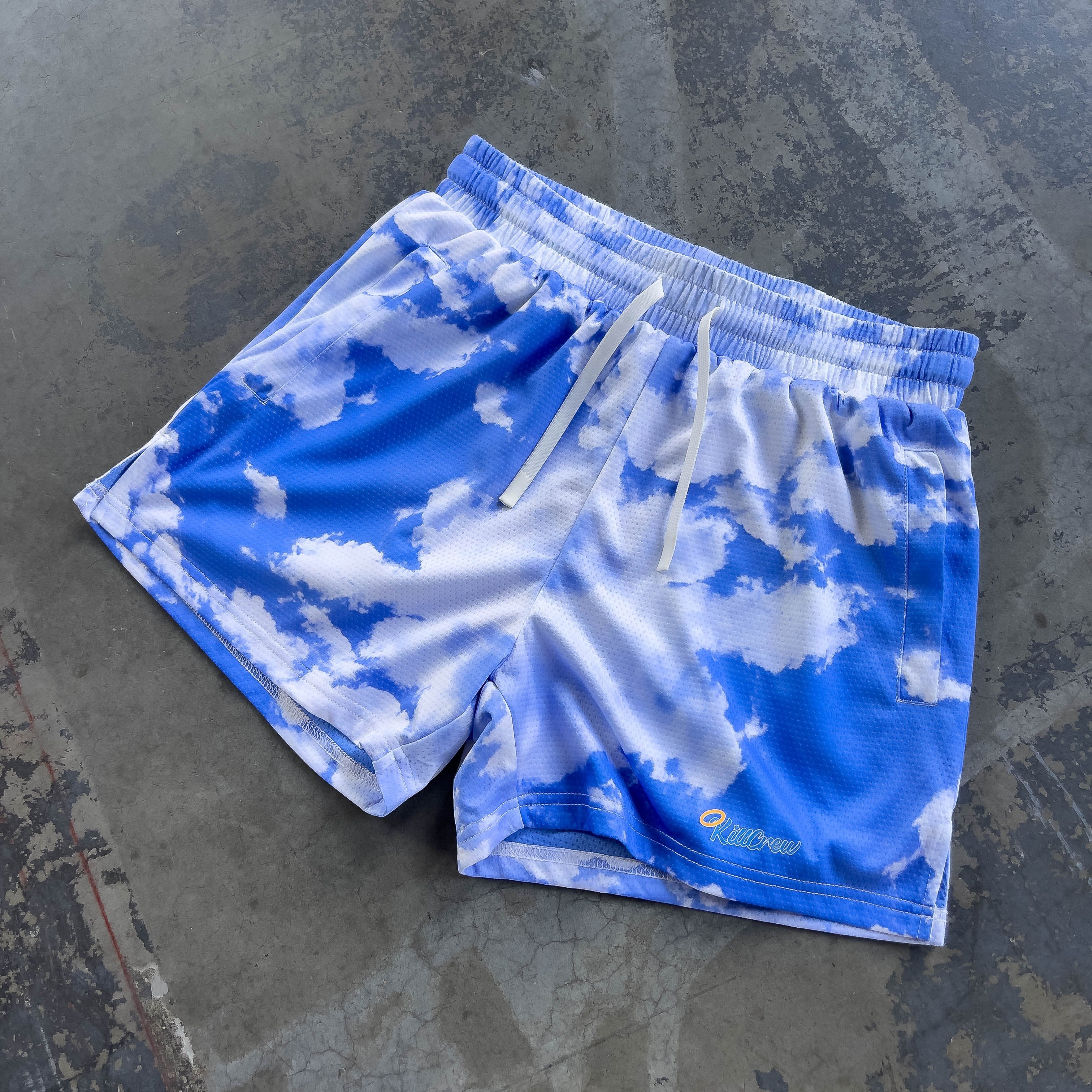 MUAY THAI SHORTS (MID THIGH CUT) CLOUD - BLUE