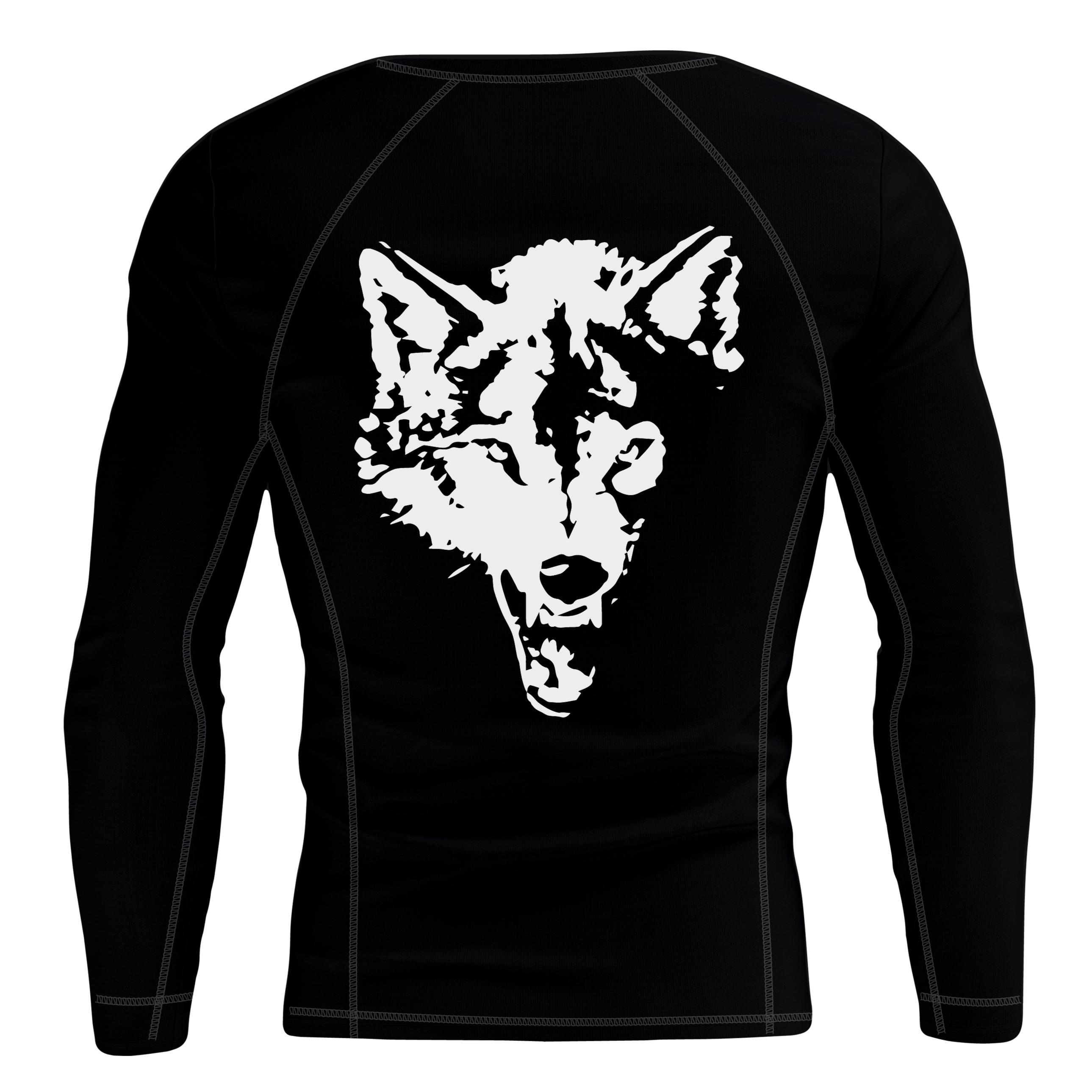 LONE WOLF RASH GUARD - BLACK / WHITE