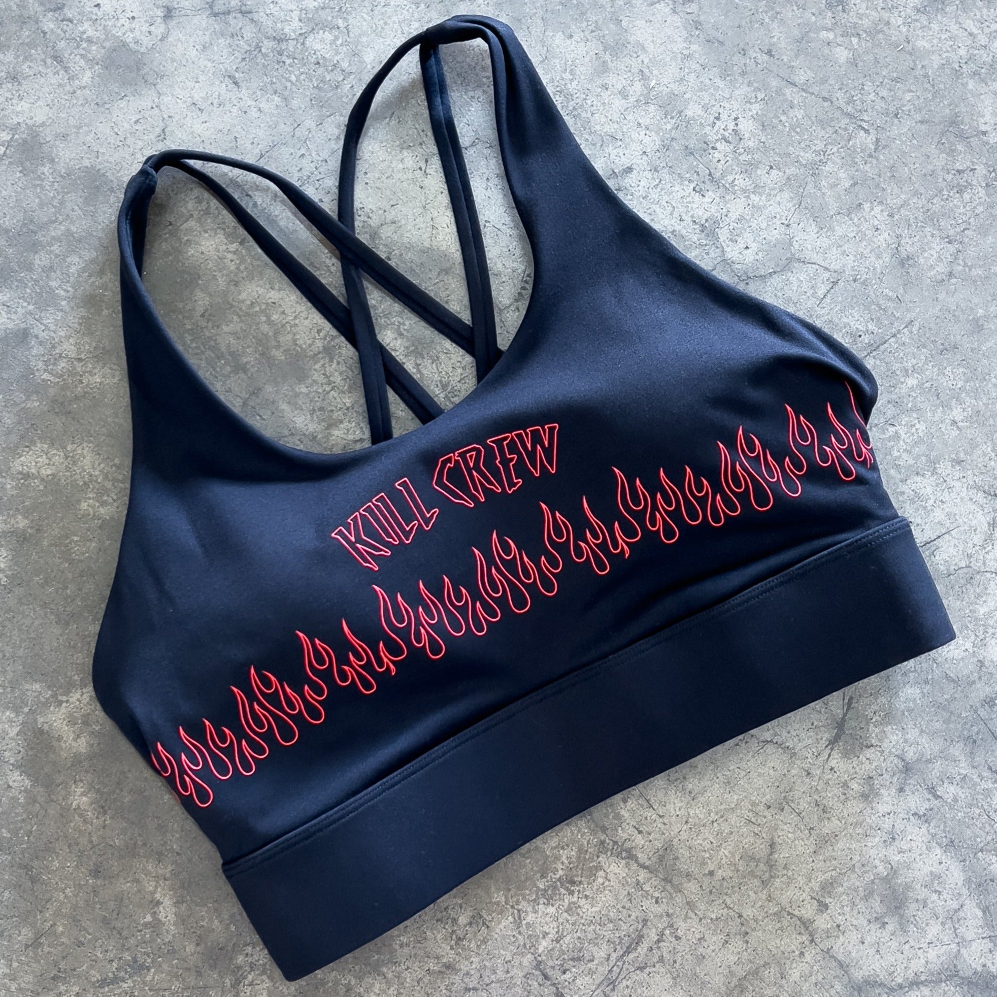 FLAME HIGH SUPPORT SPORTS BRA - BLACK / RED