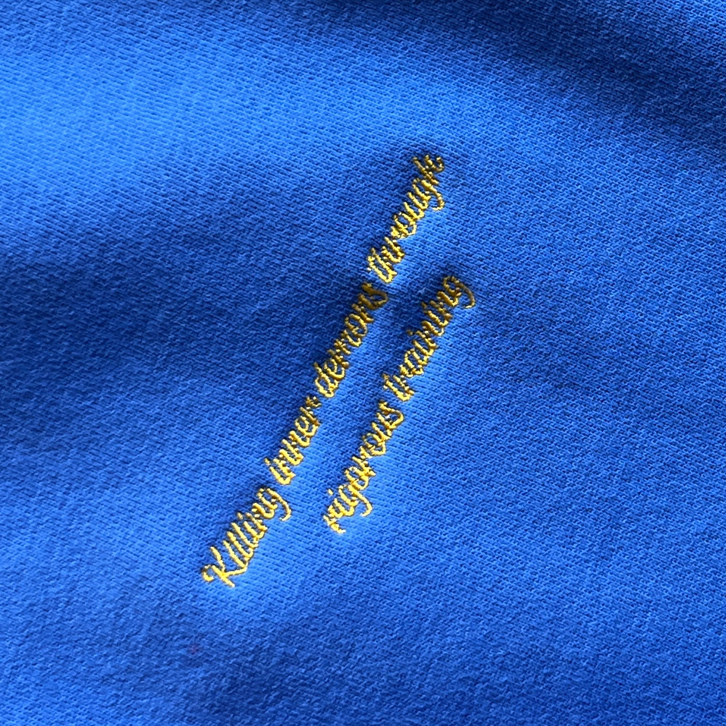 OVERSIZED LUX SCRIPT CREW NECK - BLUE / GOLD