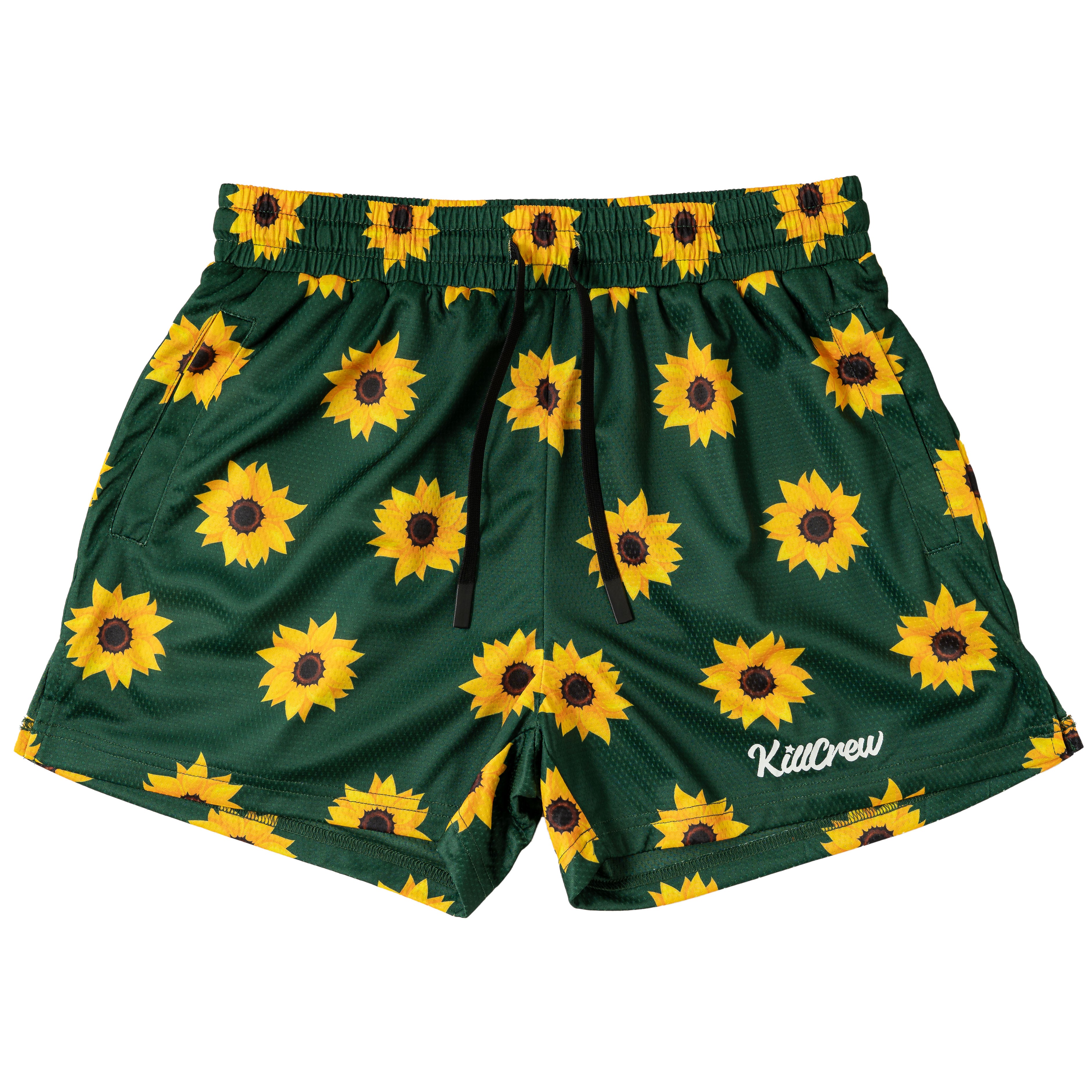 MUAY THAI SHORTS (MID THIGH CUT) SUNFLOWER - GREEN