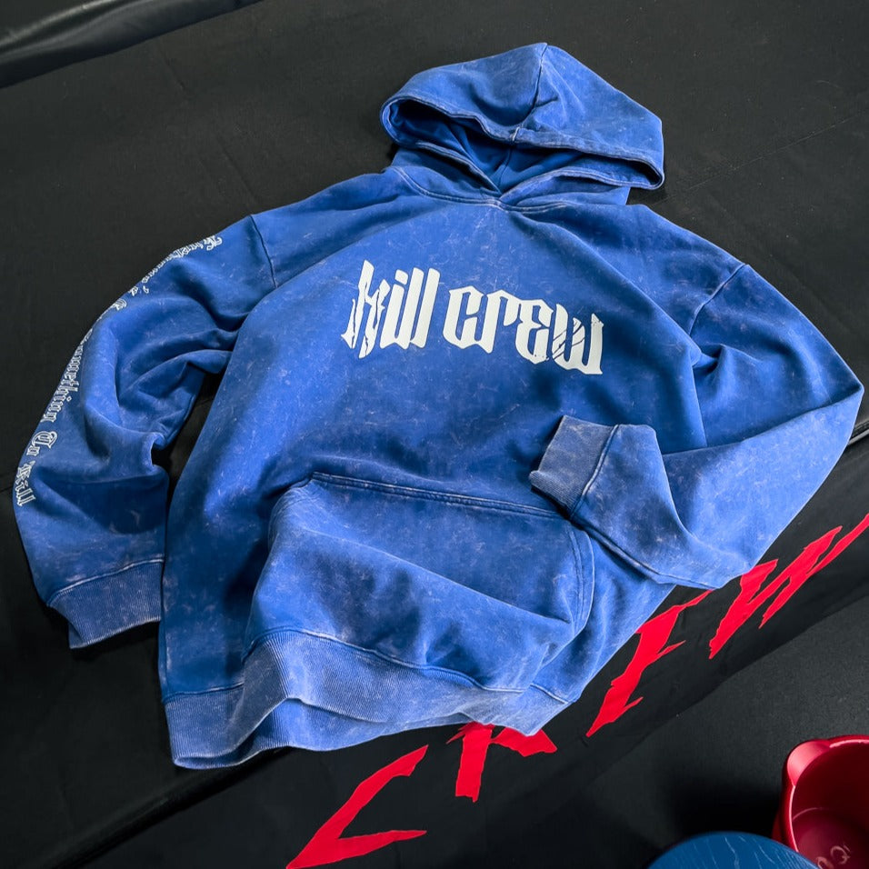 OVERSIZED LUX LONE WOLF HOODIE - BLUE / WHITE