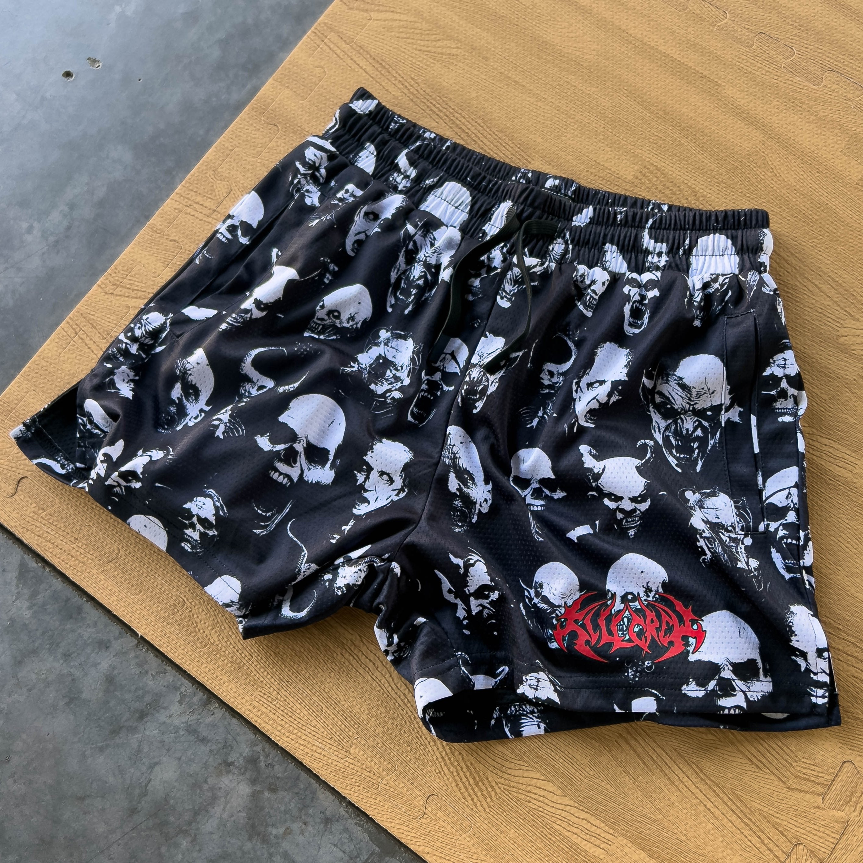 DEMONS MUAY THAI SHORTS (MID THIGH CUT) - BLACK