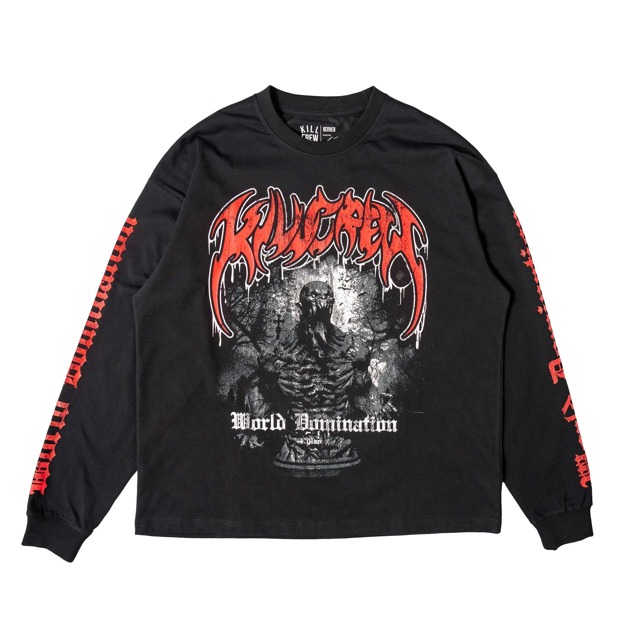 WORLD DOMINATION GHOUL LONG SLEEVE T-SHIRT - BLACK